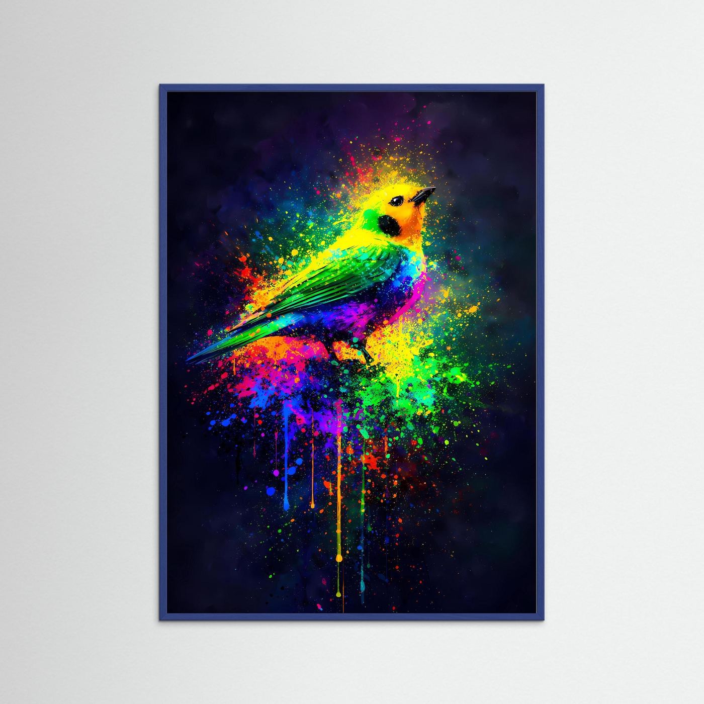 Farbexplosion der Natur | Modernes Vogel Poster bunt & lebendig | Abstraktes Kunstposter Hochformat