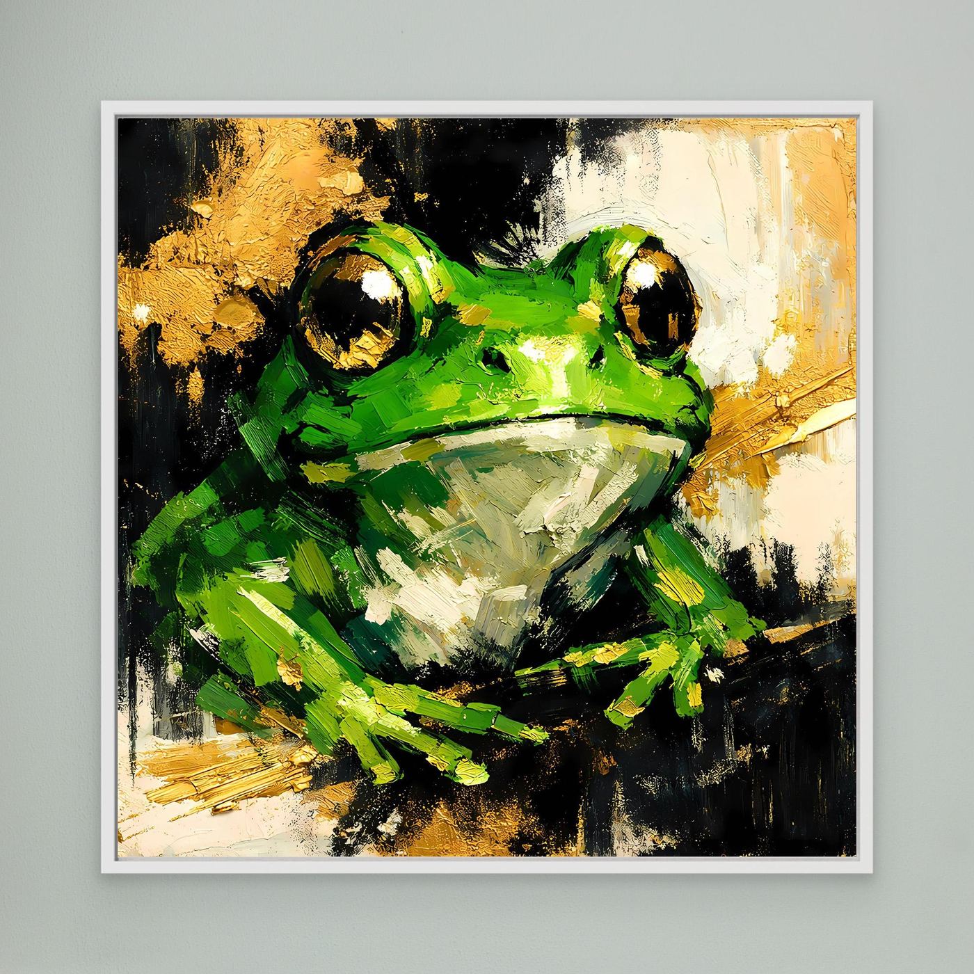 Leinwand Farbenfroher Grüner Frosch | Abstraktes Tier Wandbild