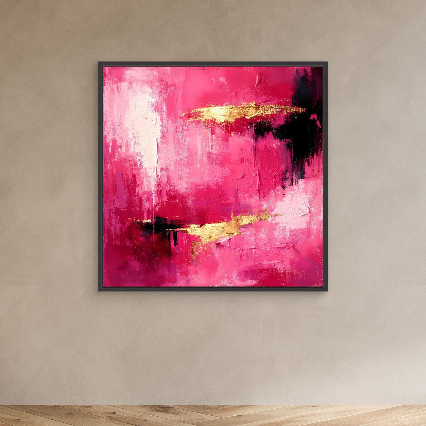 Leinwand Abstraktes Gemälde in Rosa und Gold | Modernes Elegantes Wandbild