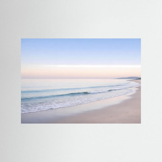 Meerstrand-Wandbild ohne Rahmen, sanfte Wellen und Pastellhimmel