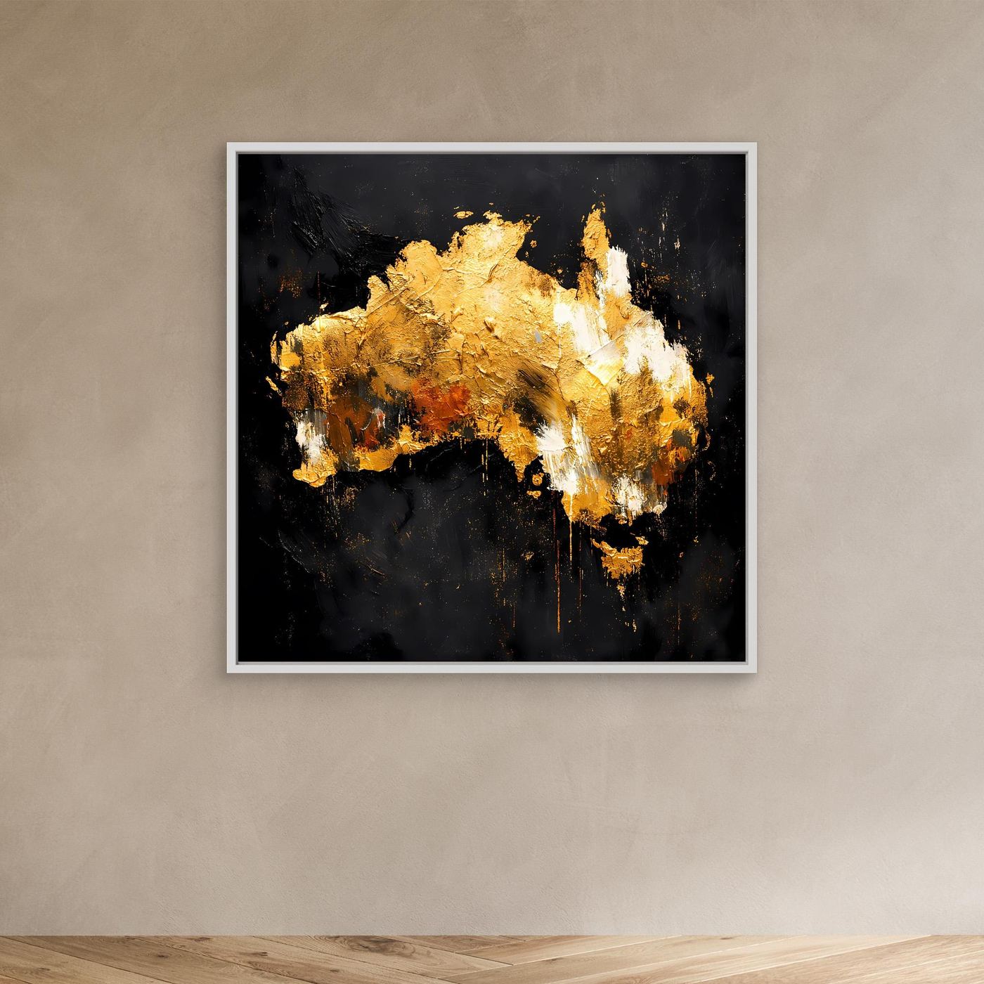 Leinwand Goldene Landkarte von Australien | Modernes Luxus Wandbild Kontinent