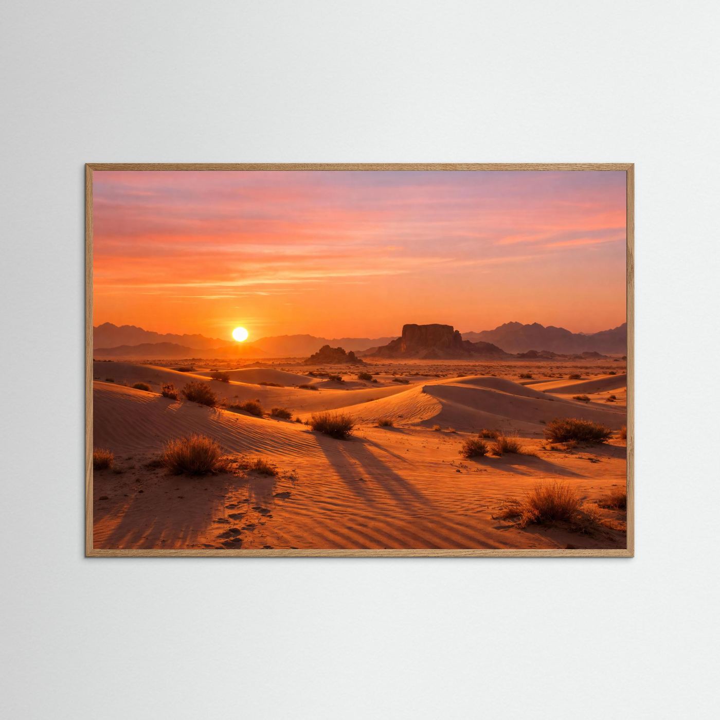 Goldener Wüstnen-Sonnenuntergang & Dünen-Panorama | Natur Poster Querformat