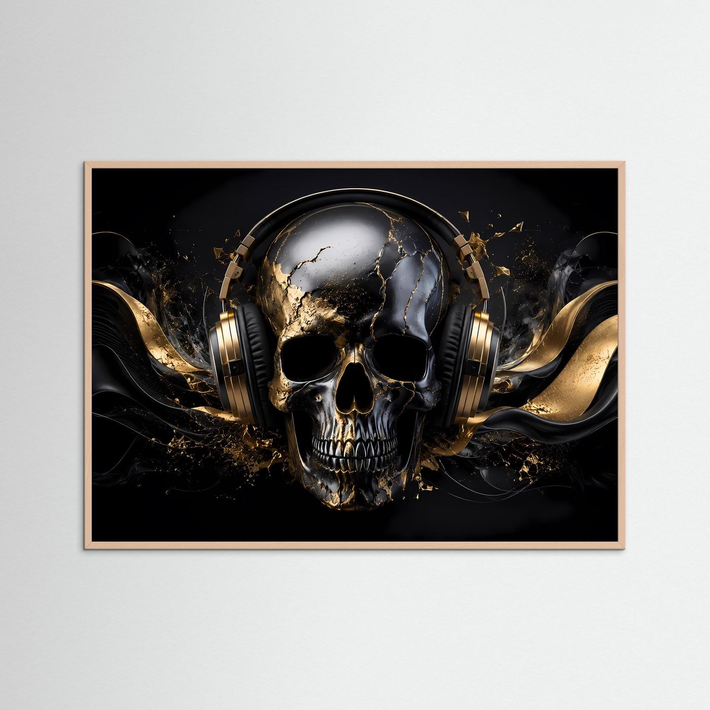 Beat & Bone | Edler DJ Totenkopf mit Kopfhörern & Gold-Akzenten Poster
