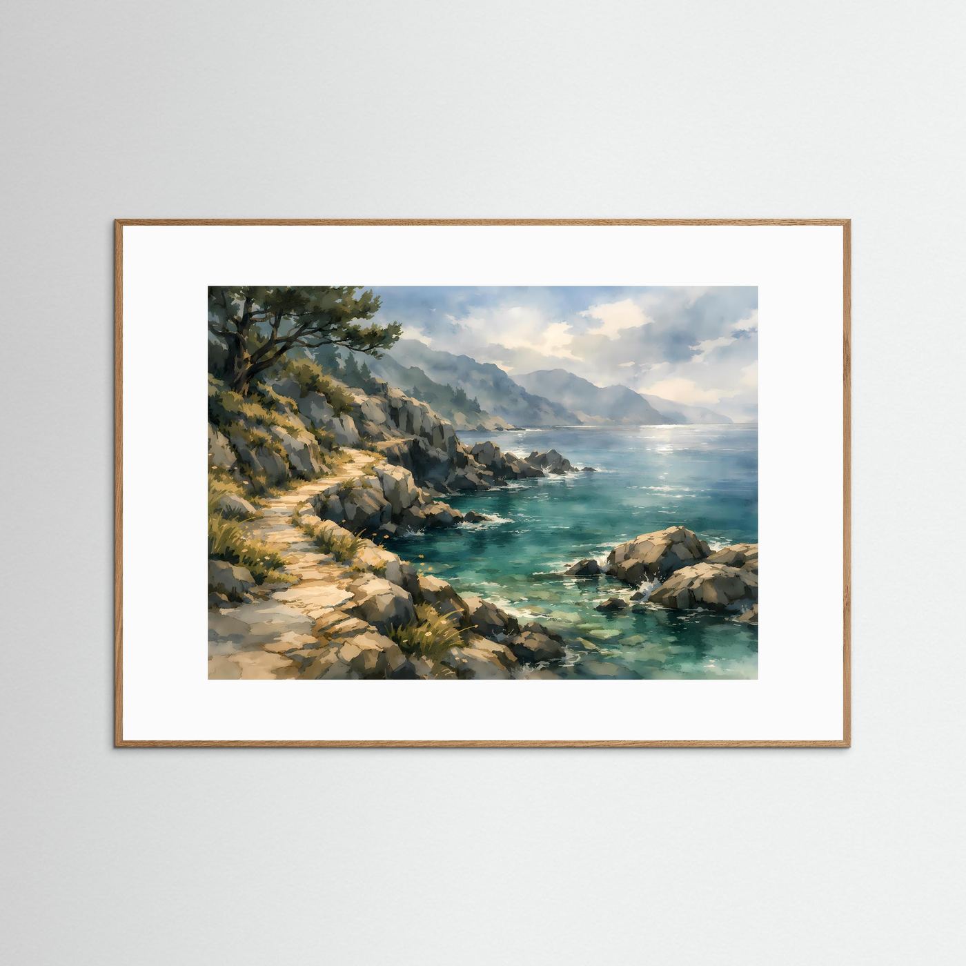 Mediterraner Küstenpfad am Meer | Panorama Natur & Landschaft Poster Querformat