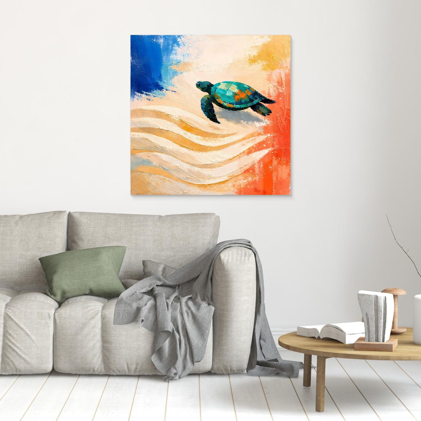 Leinwand Elegante Meeresschildkröte im Ozean | Abstraktes Strand & Meer Wandbild