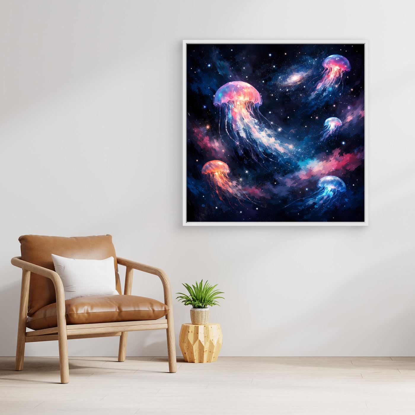 Leinwand Leuchtende Qualle im Tiefsee-Leuchten | Abstraktes Maritimes Wandbild