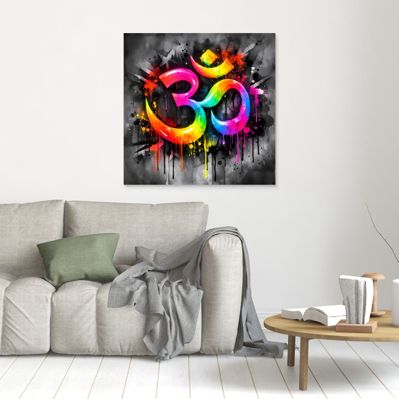 Leinwandbild Spirituelles Om-Symbol | Abstraktes Yoga & Meditation Wandbild auf Keilrahmen