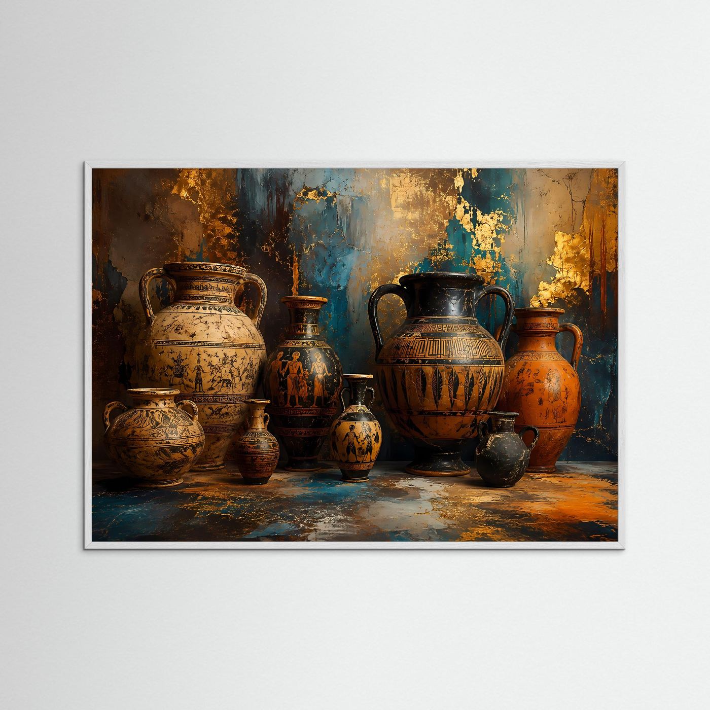Antike Amphoren Poster | Griechische Keramik Wandbild | Mediterrane Kunst | Historische Vasen Stillleben | Moderne Fine Art Wanddekoration | Premium Print
