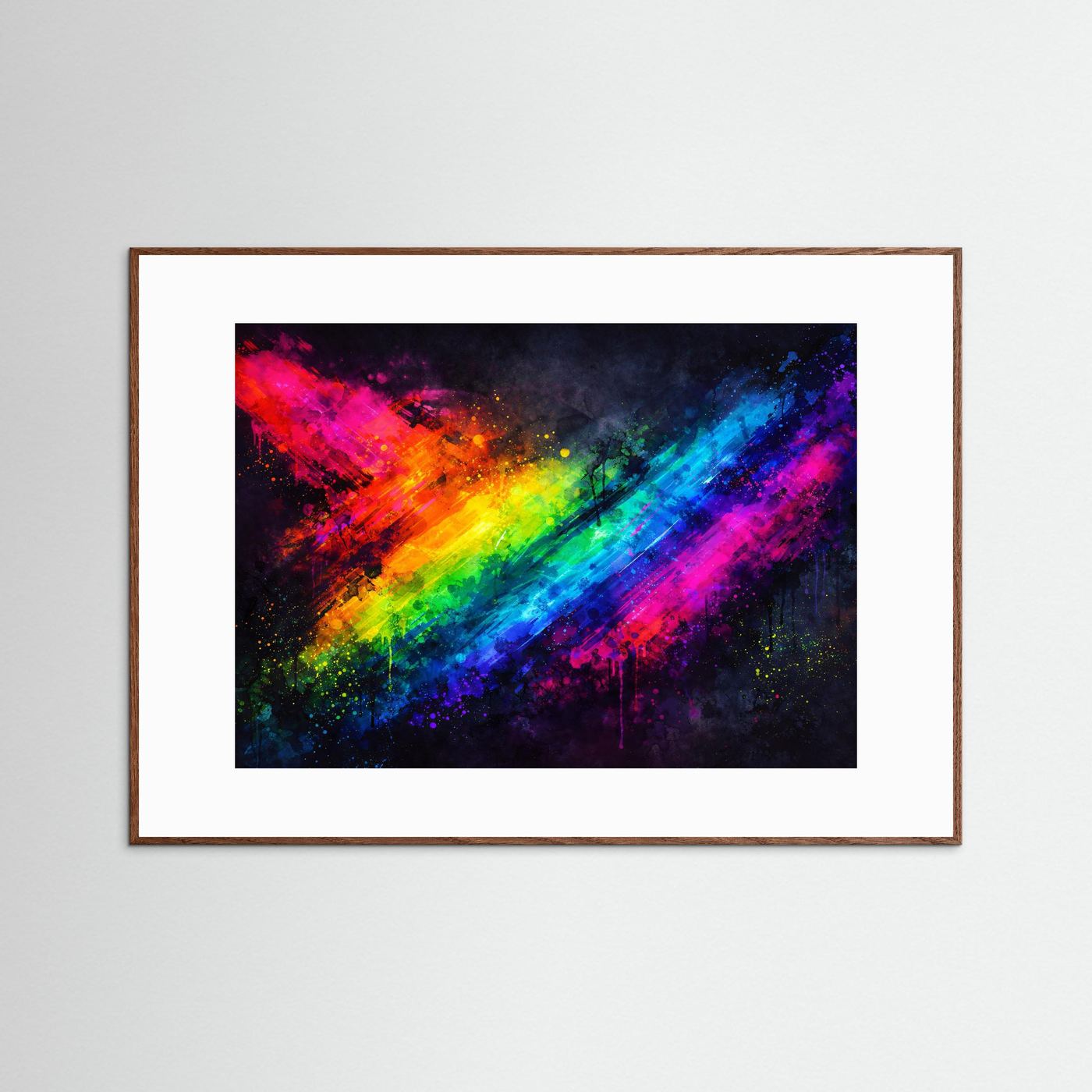 Pulsierende Farbdynamik & Regenbogen | Moderner Kunst Print Querformat Wandbild