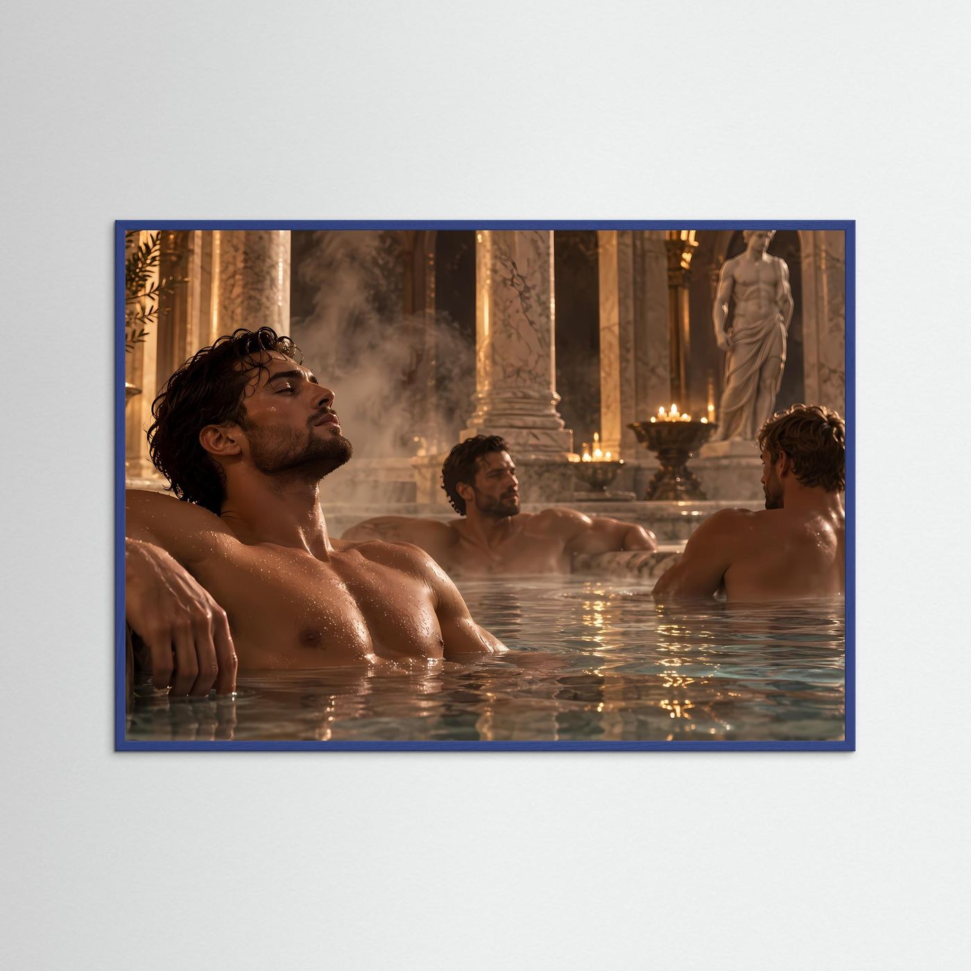 Luxuriöse römische Badehalle – Antikes Spa Motiv mit Marmor, Säulen & Figurenkunst