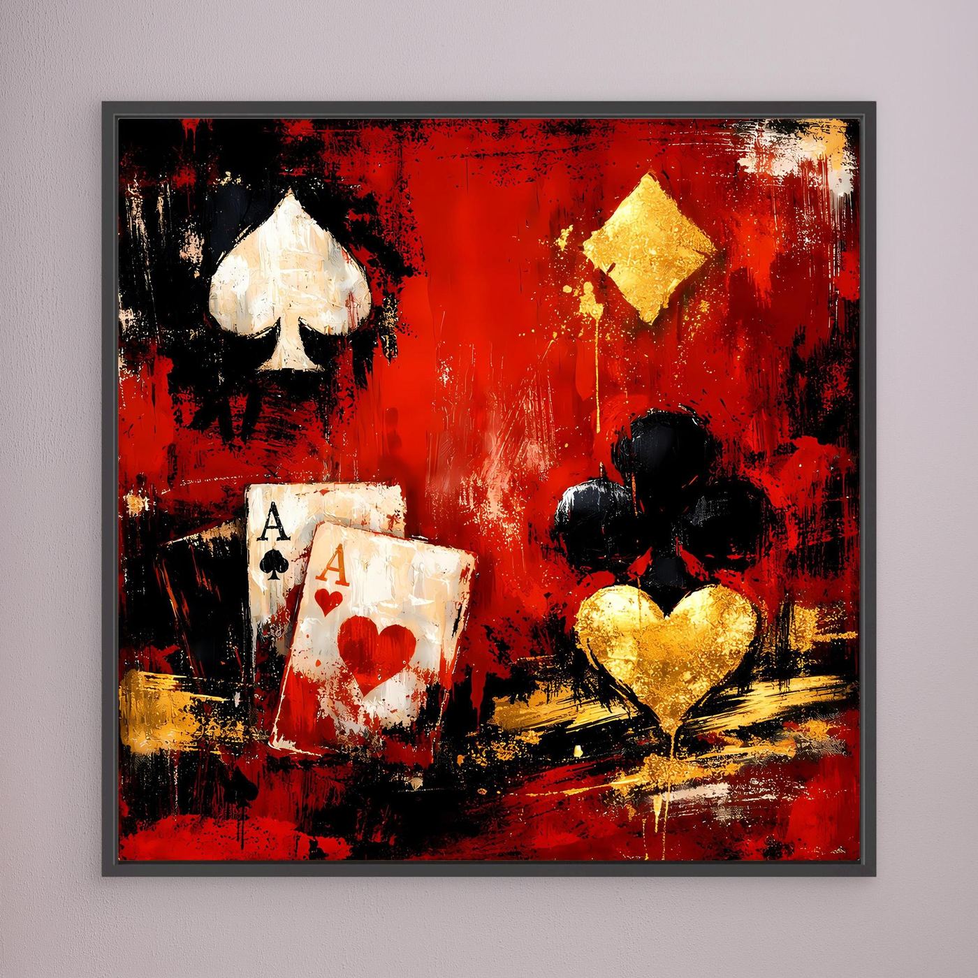 Leinwand Abstraktes Poker-Design mit Assen | Modernes Spielkarten Wandbild Kunst