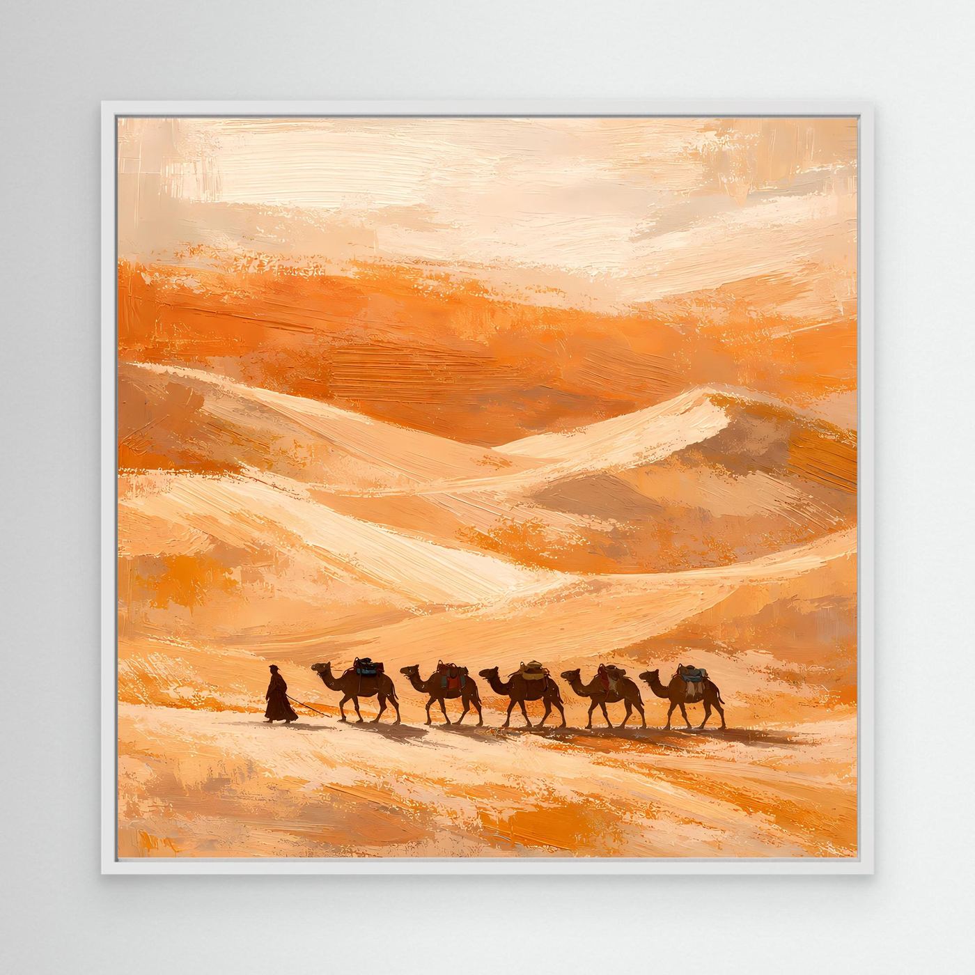 Leinwand Kamelkarawane in der Wüste | Abstraktes Orient Wandbild