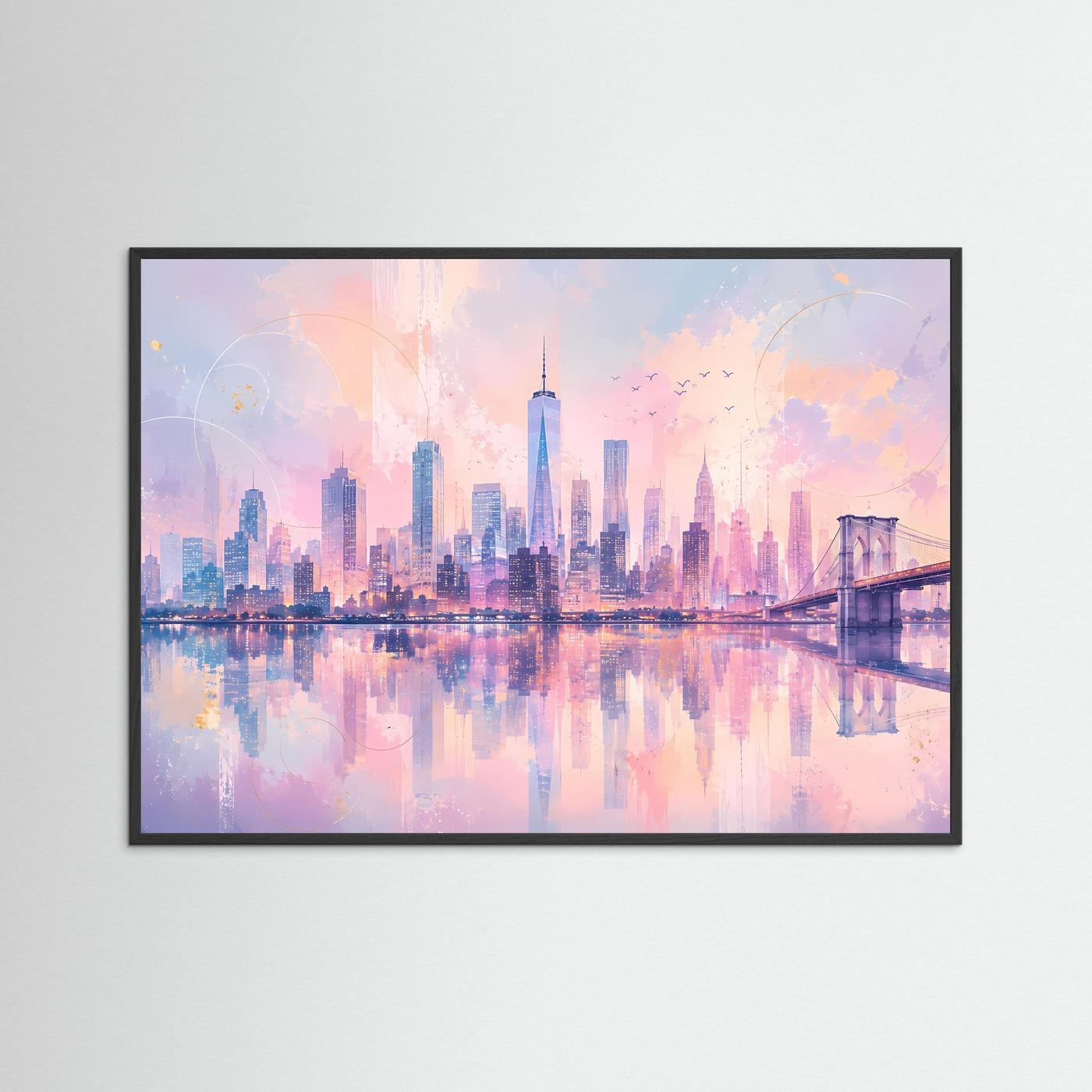 New York Skyline Poster | Pastell Stadt Panorama | Moderne City Wandkunst | Abstraktes Manhattan Wandbild