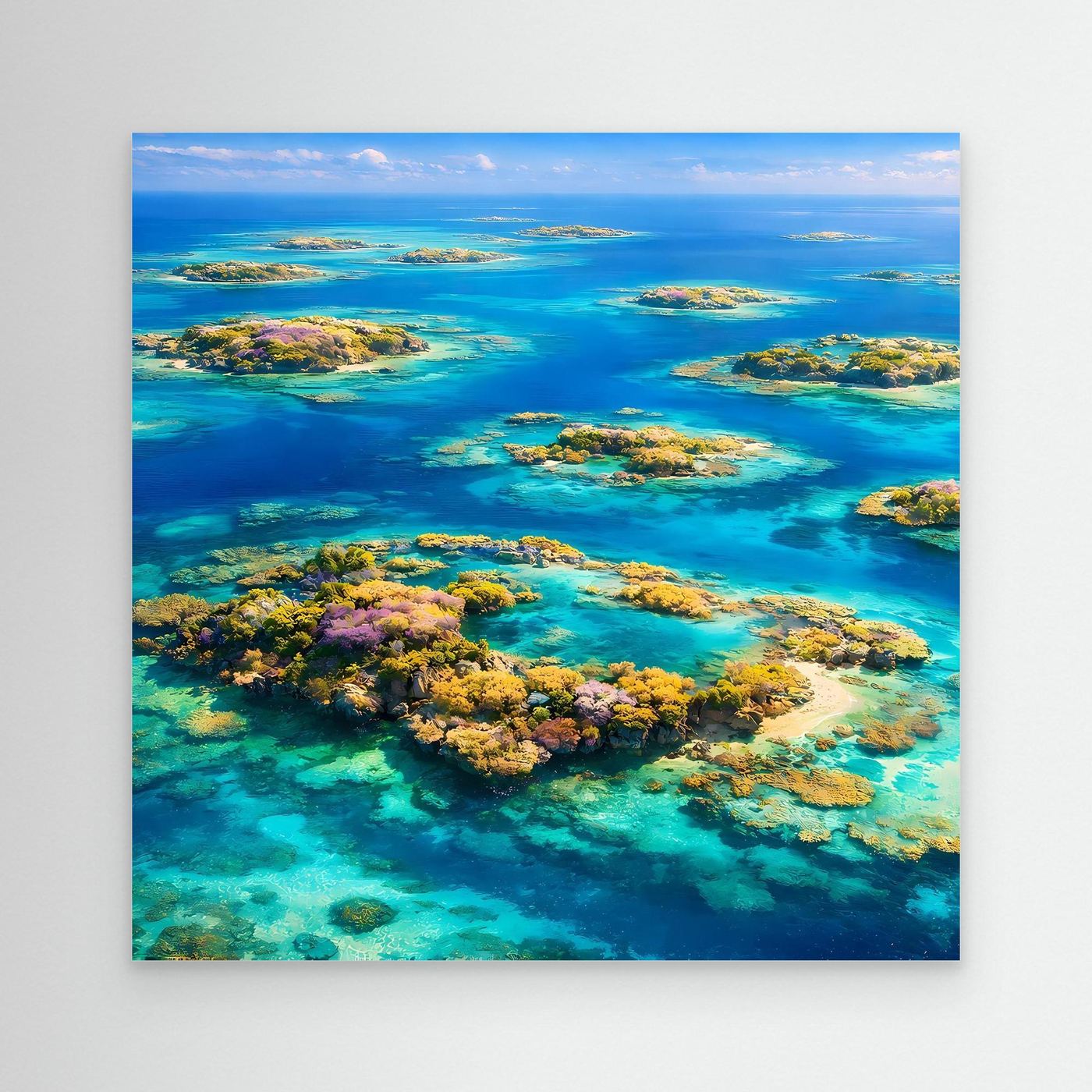 Leinwandbild Paradiesische Inselwelt | Tropisches Atoll Wandbild auf echtem Holzkeilrahmen