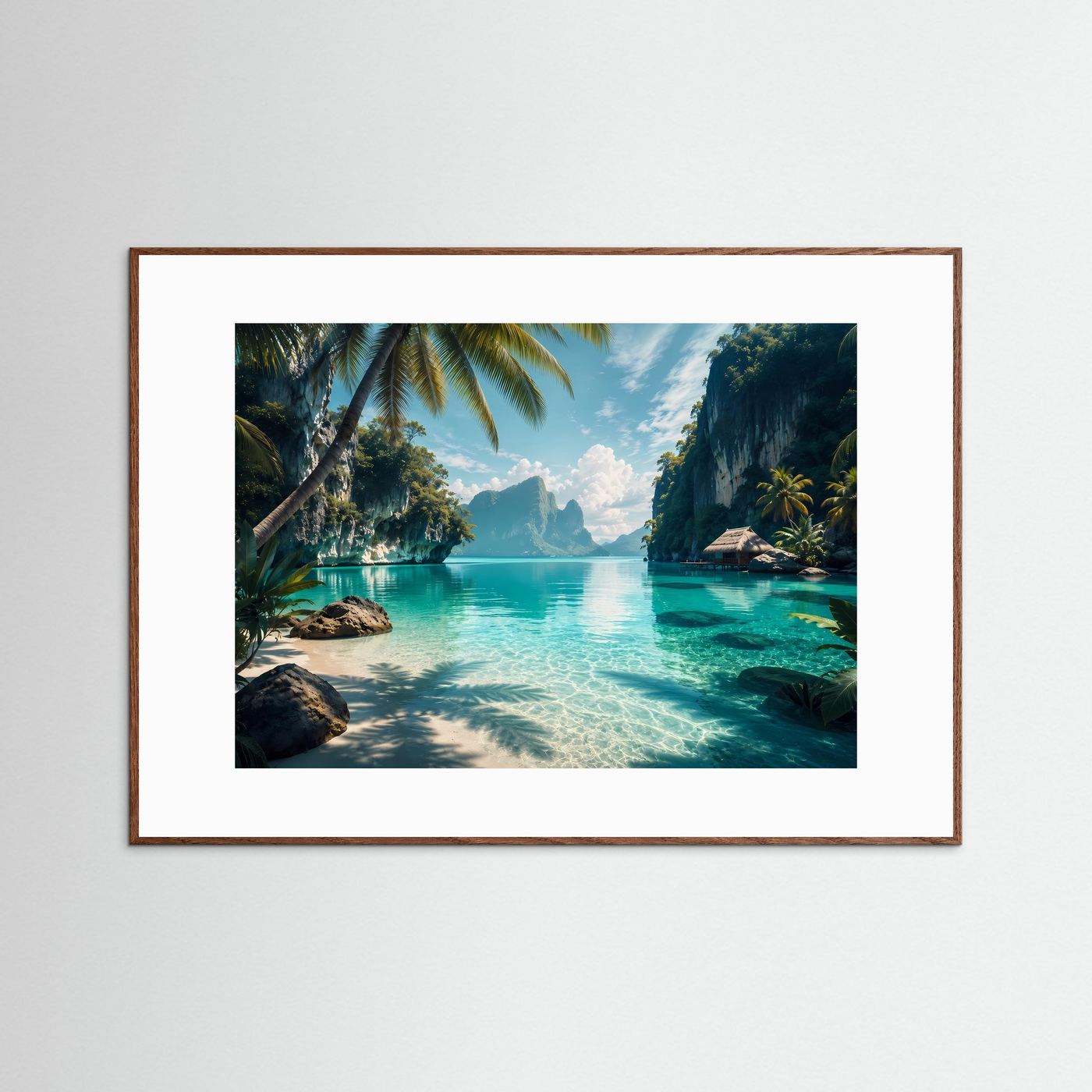 Tropische Lagune Wandbild | Paradiesischer Strand Poster | Exotische Insel Landschaft | Türkises Meer Leinwand | Karibik Natur Wanddekoration