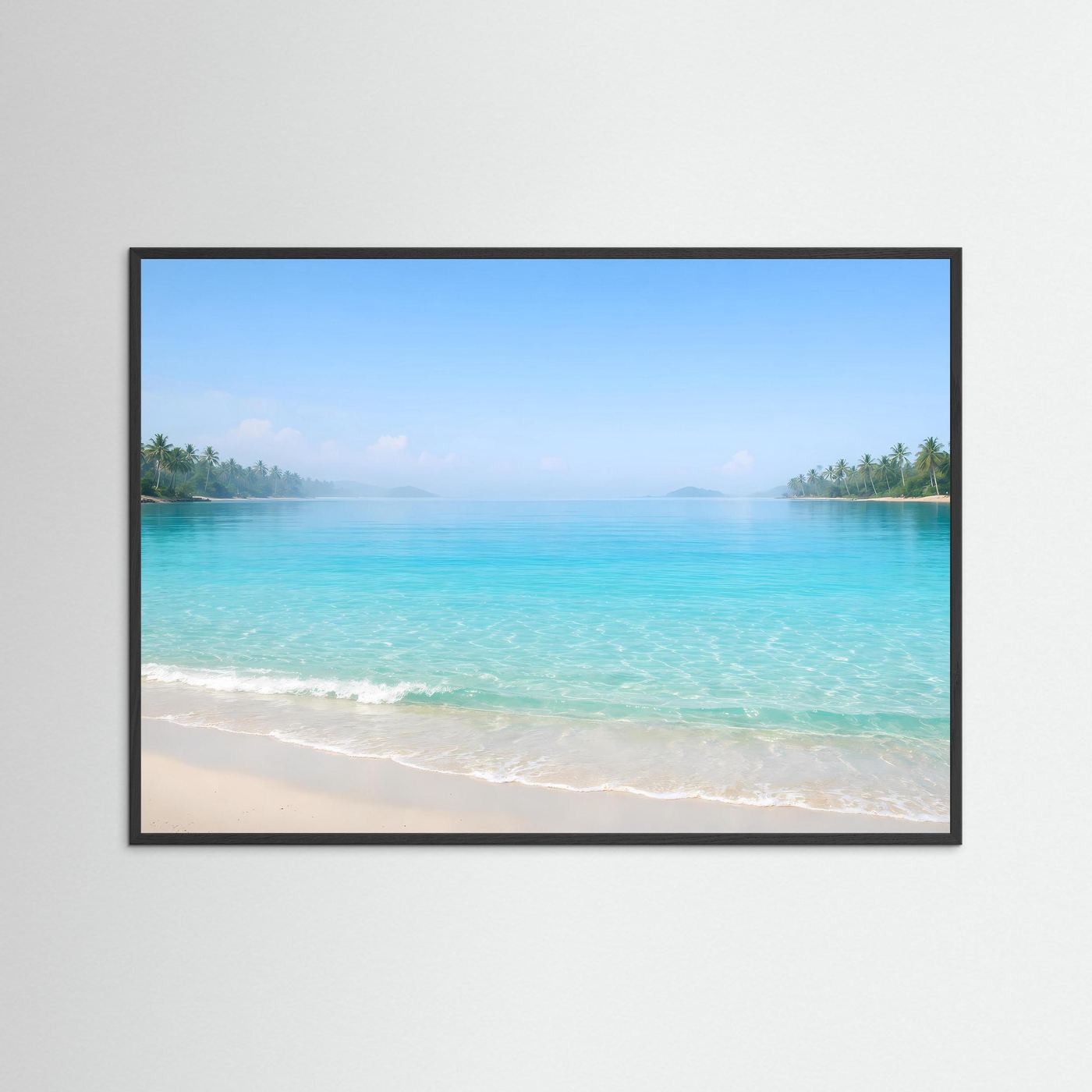 Traumhafte Tropenbucht mit Palmen | Panorama Strand & Meer Poster Querformat