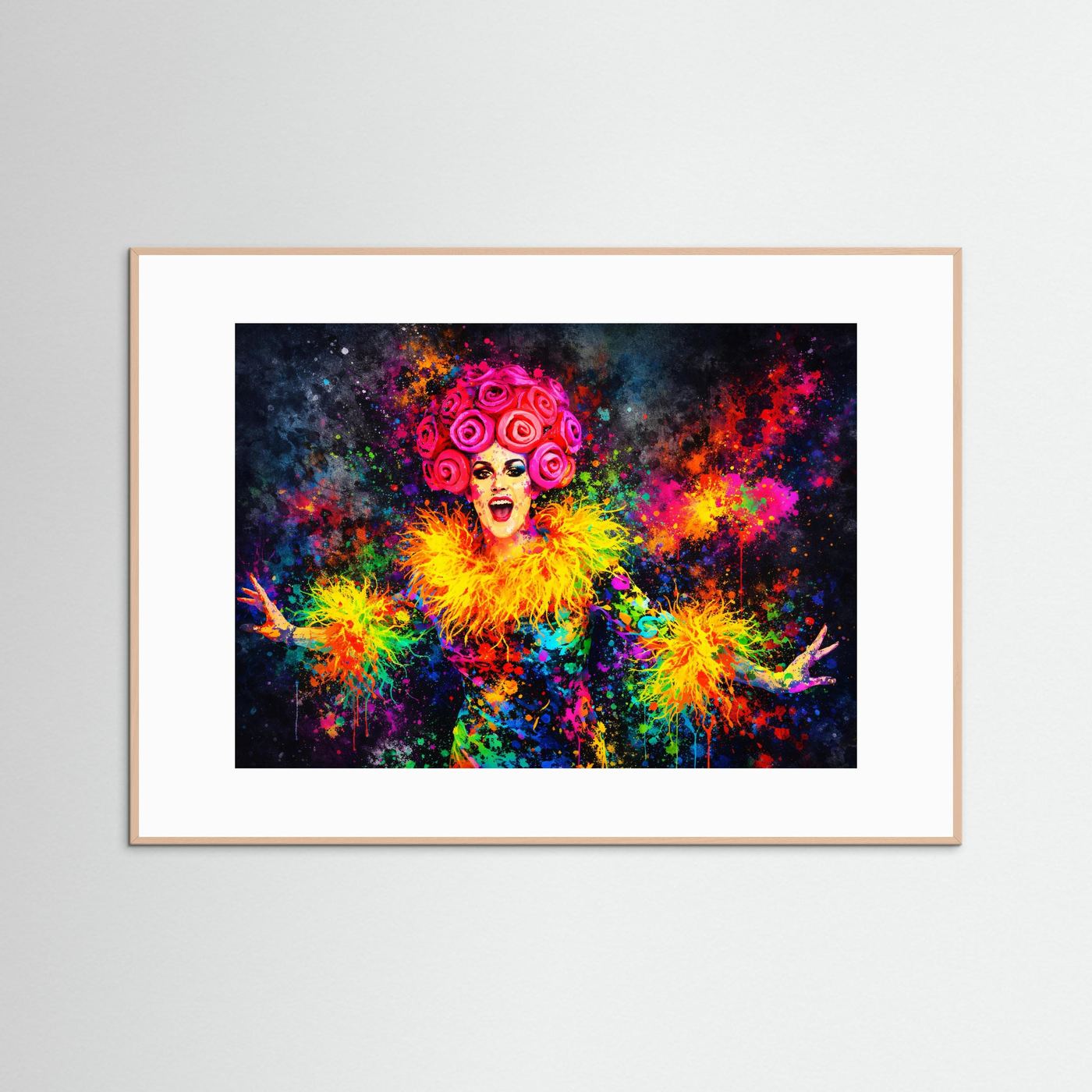 Extravagante Farbexplosion | Moderner Kunst Print Querformat Wandbild