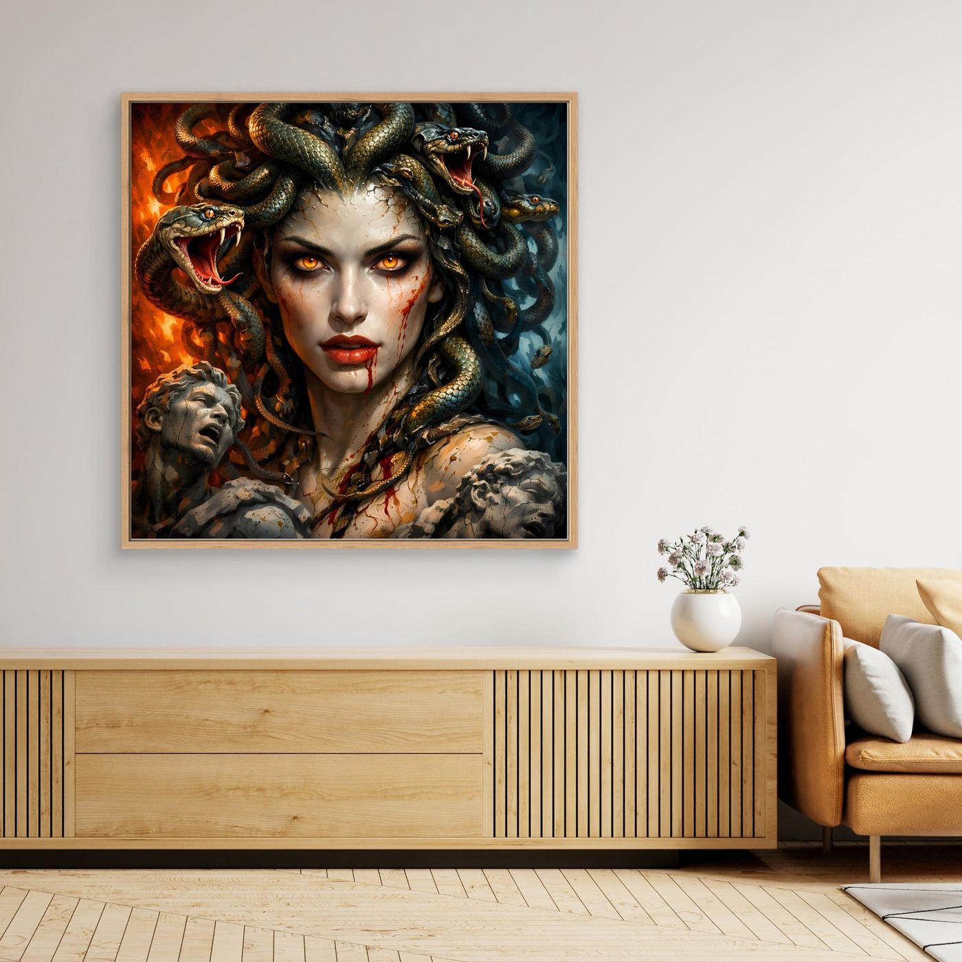 Leinwand Mythische Medusa mit Schlangenhaar | Griechische Mythologie Wandbild