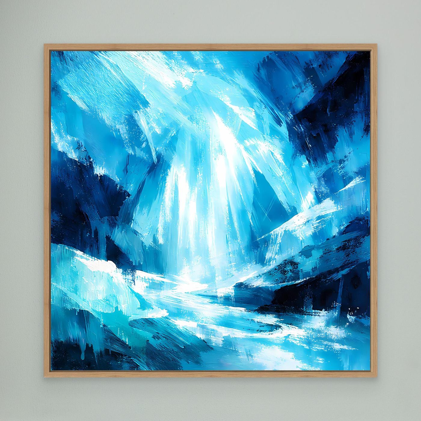 Leinwand Magischer Eiswasserfall | Abstraktes Natur Fantasy Wandbild