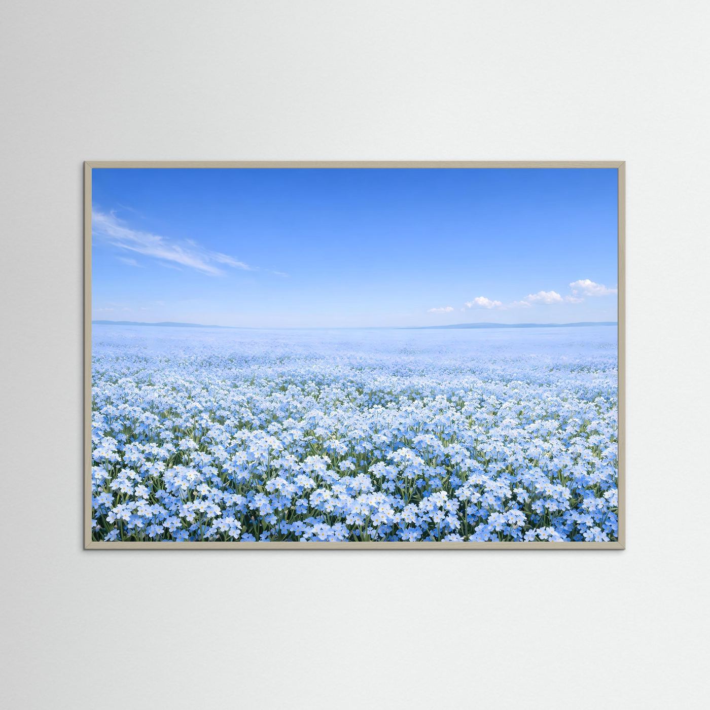 Endloses Vergissmeinnicht Blumenfeld | Blaues Blütenmeer Natur Poster Querformat