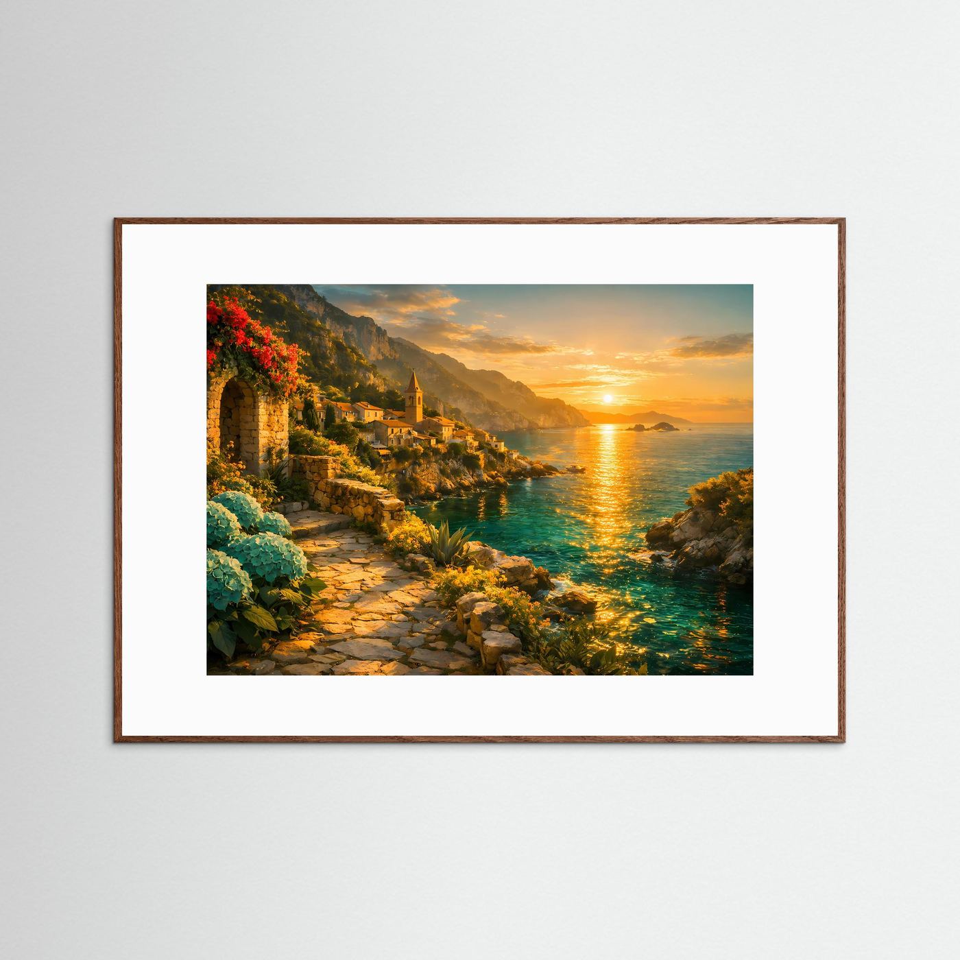 Sonnenuntergang an der Amalfitanischen Küste | Panorama Natur & Küsten Poster Querformat