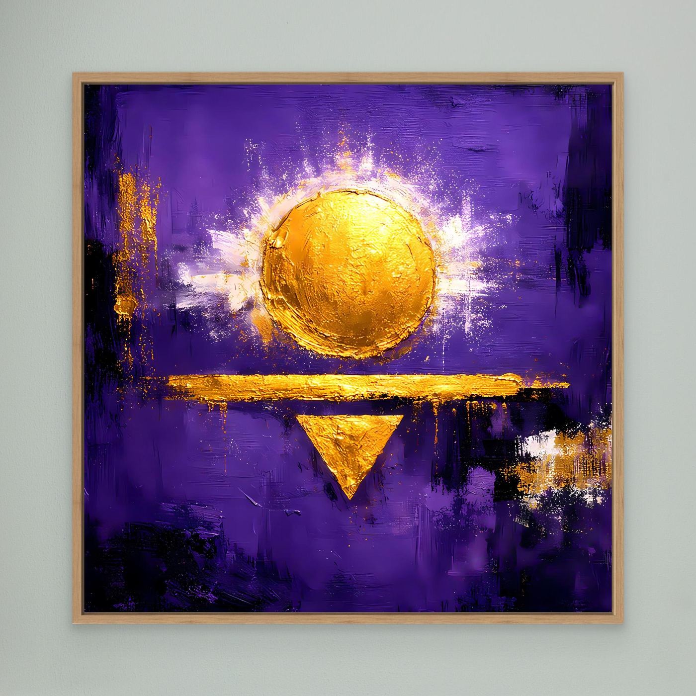Leinwand Kosmische Sonne auf Violett | Abstraktes Geometrisches Wandbild Moderne Kunst