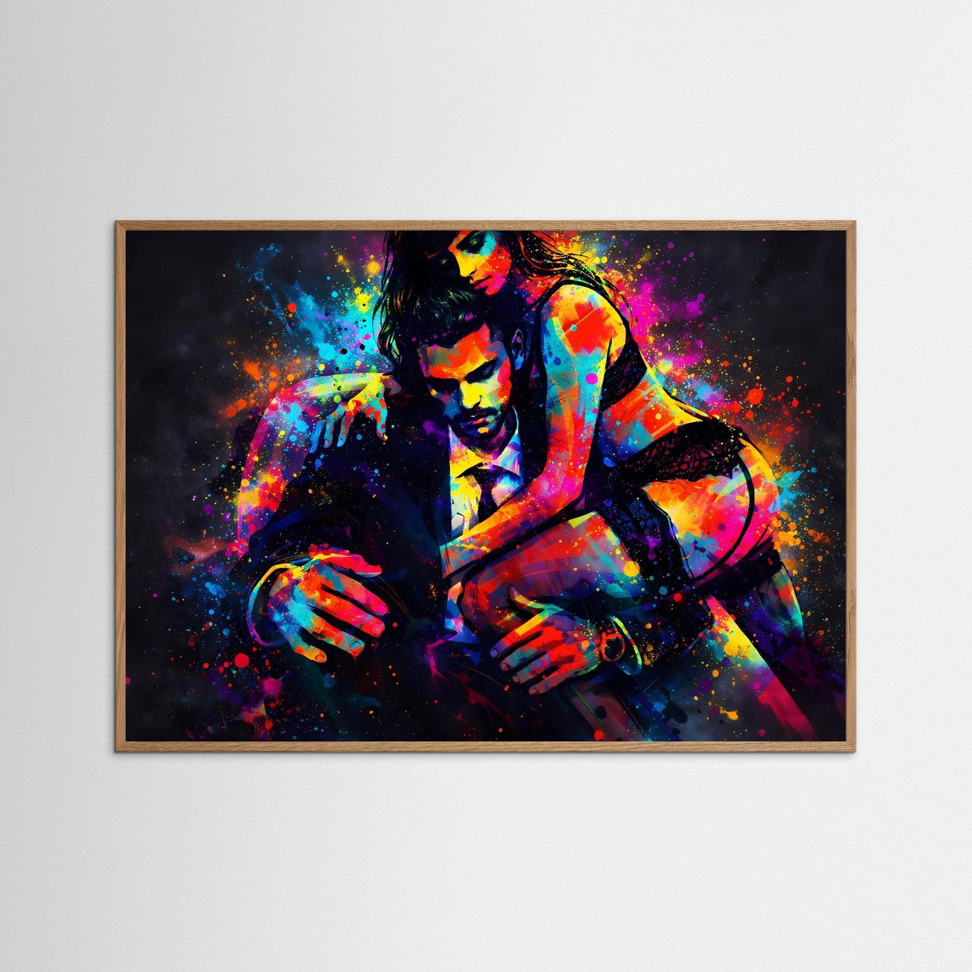 Abstrakte Duo‑Farbszene | Buntes Kunstposter Querformat