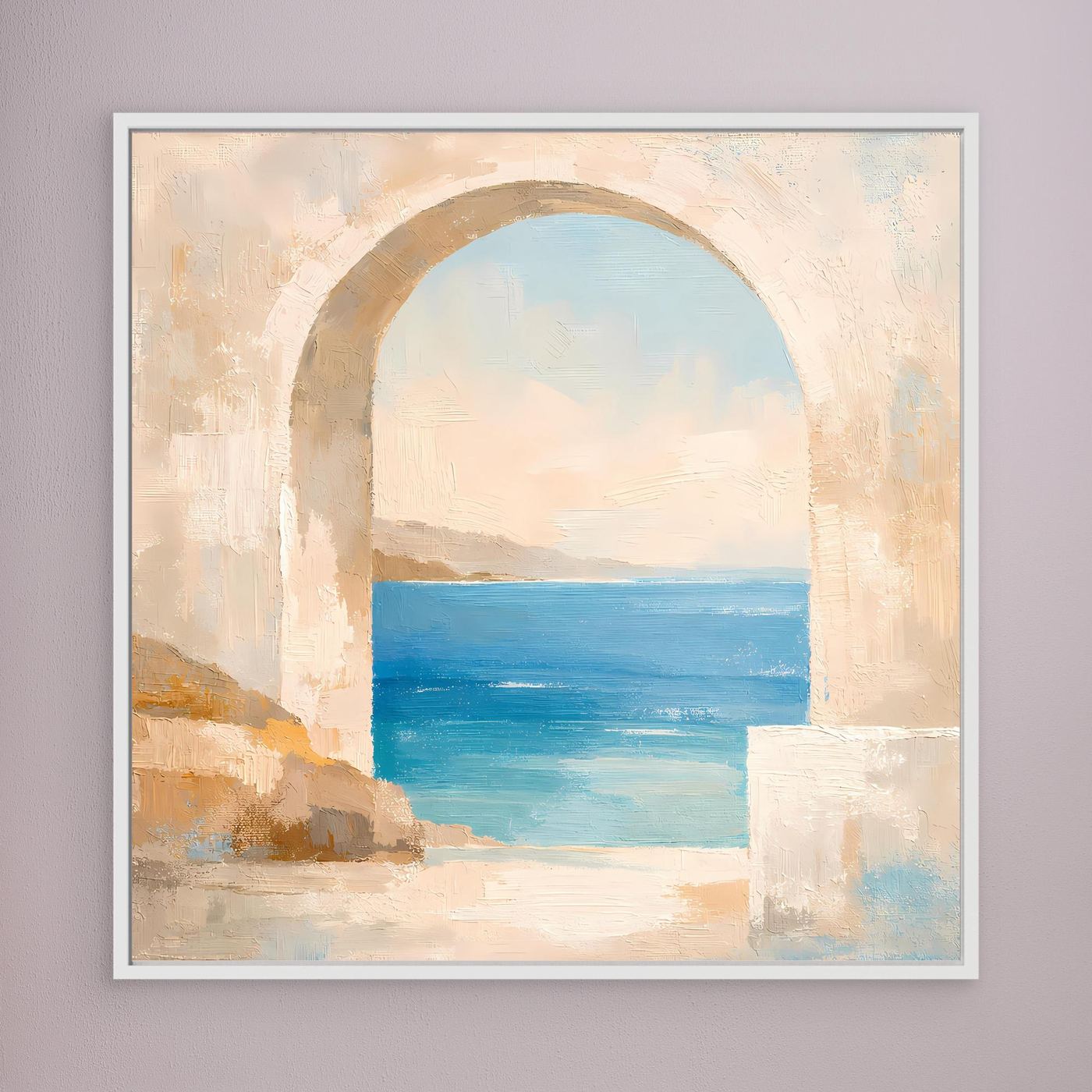 Leinwand Mediterraner Torbogen mit Meerblick | Abstraktes Ozean Wandbild
