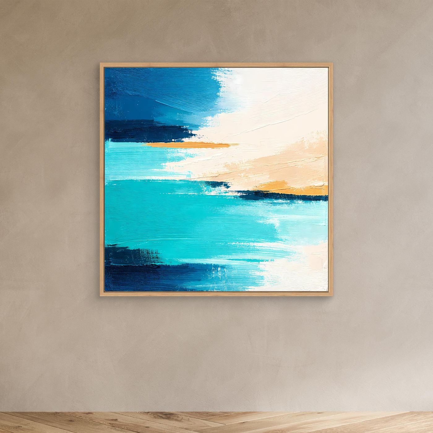 Leinwand Abstrakte Meeresbrise in Türkis und Beige | Modernes Acryl Wandbild