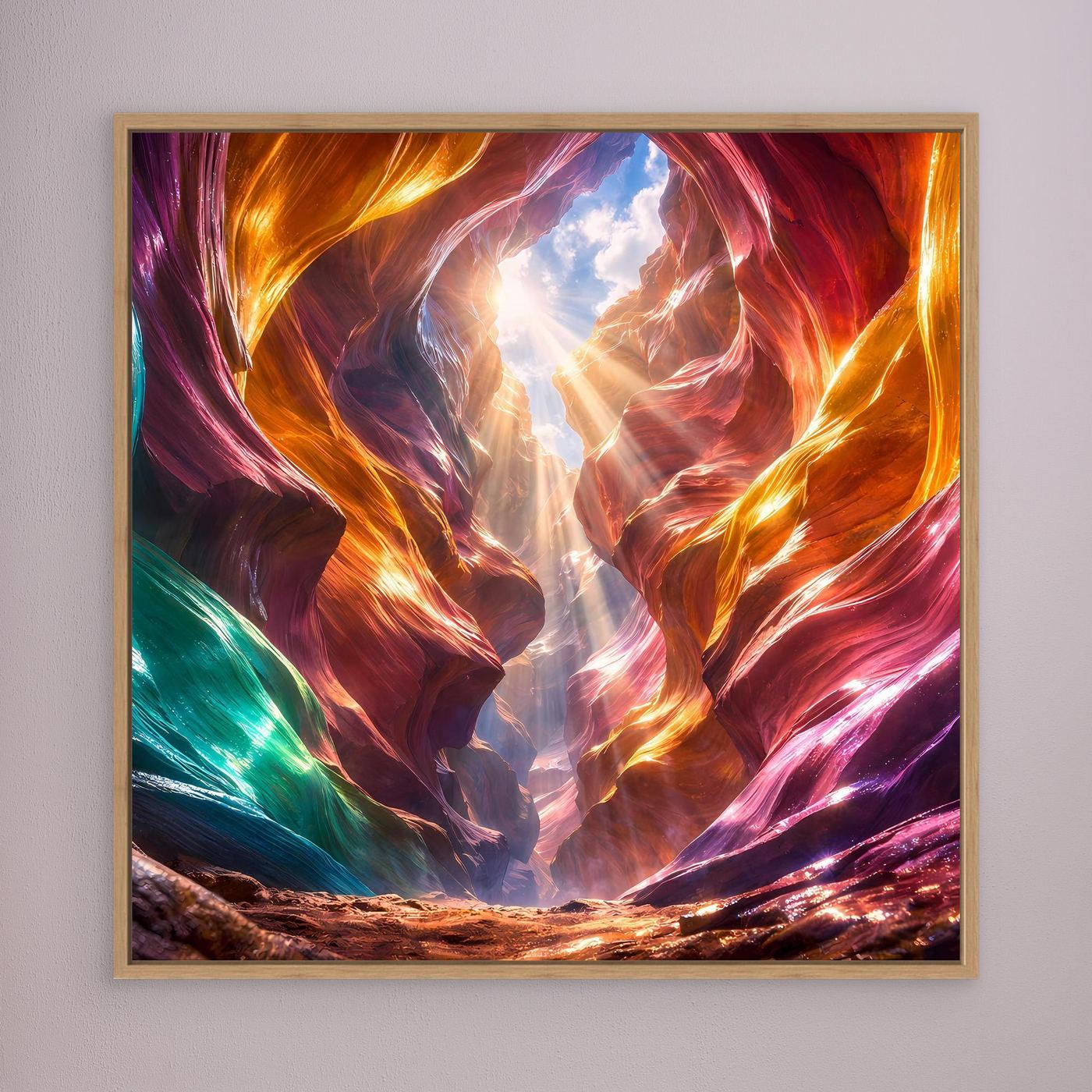 Leinwandbild Magischer Antelope Canyon | Abstraktes Felsenschauspiel Wandbild auf echtem Holzkeilrahmen
