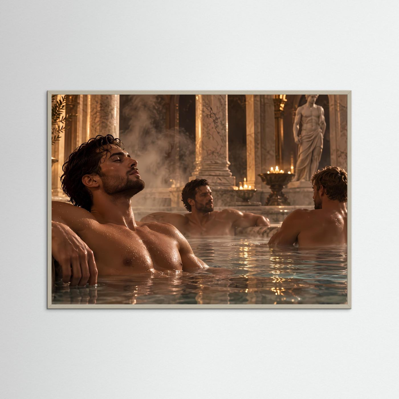 Luxuriöse römische Badehalle – Antikes Spa Motiv mit Marmor, Säulen & Figurenkunst