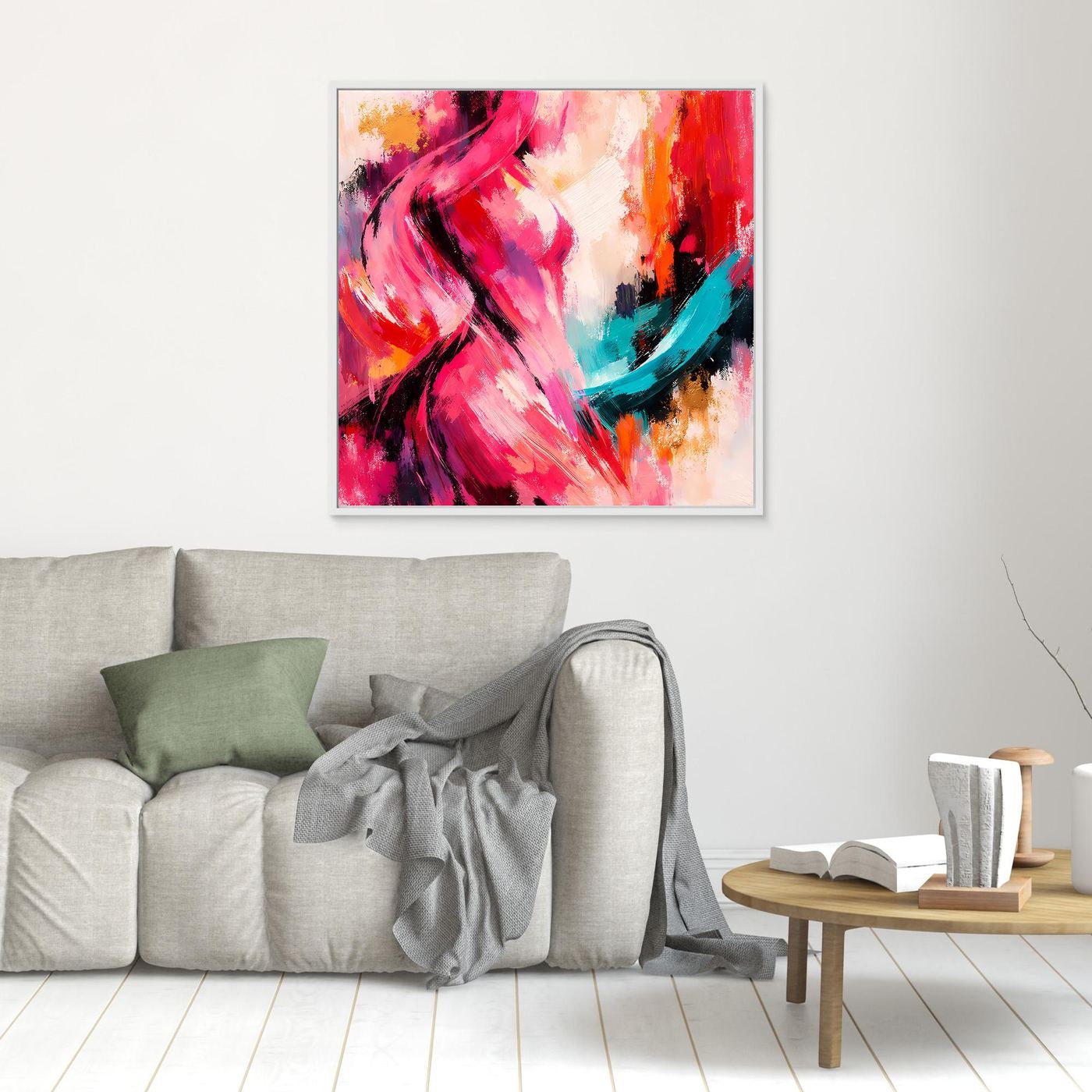 Leinwandbild Abstrakte Weibliche Silhouette | Elegantes Farbenfrohes Wandbild auf echtem Holzkeilrahmen