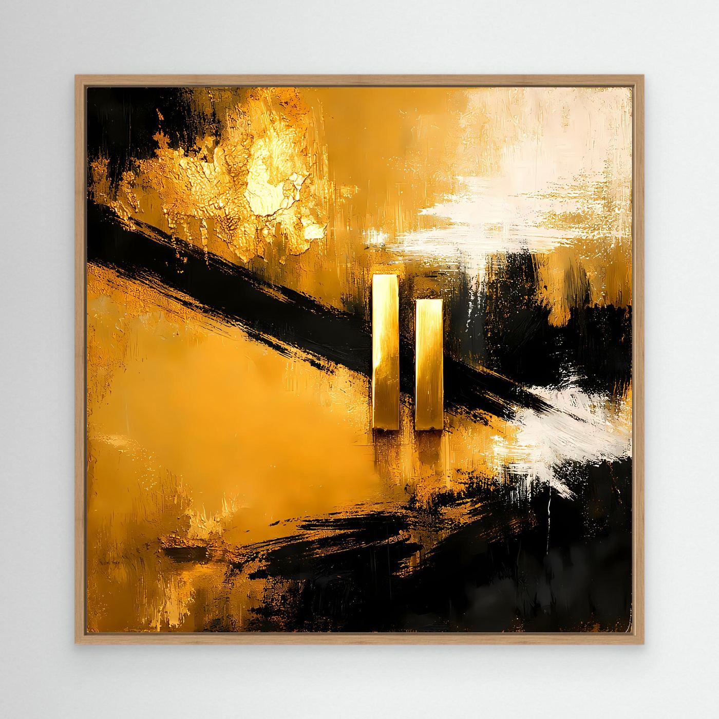 Leinwand Abstrakte Geometrie in Gold und Schwarz | Modernes Minimalistisches Wandbild