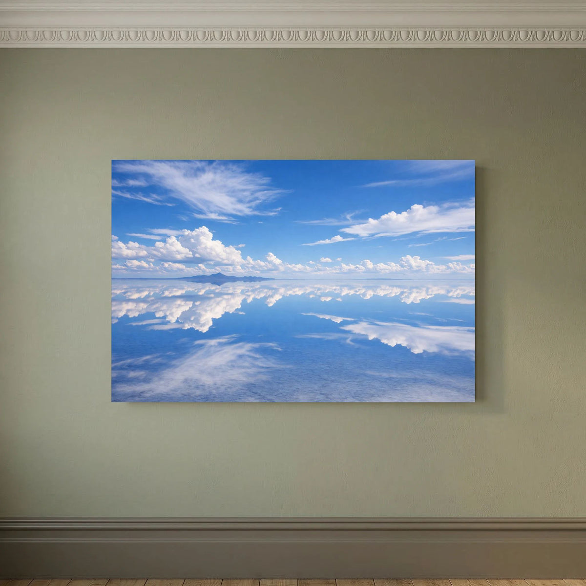 Querformat-Poster ohne Rahmen mit Himmel- und Wolkenspiegelung über Wasserfläche