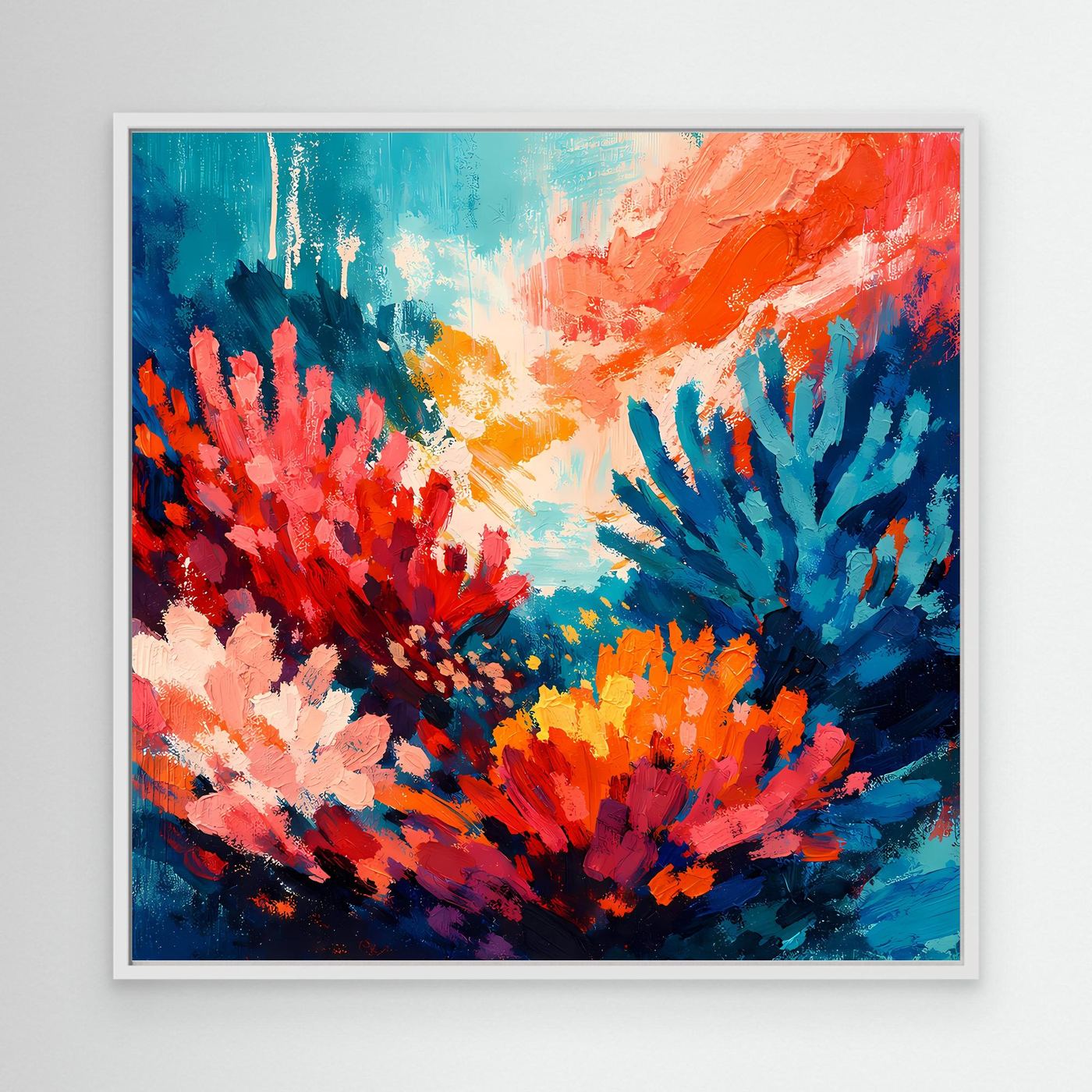 Leinwand Abstraktes Korallenriff im Farbenrausch | Modernes Unterwasser Wandbild