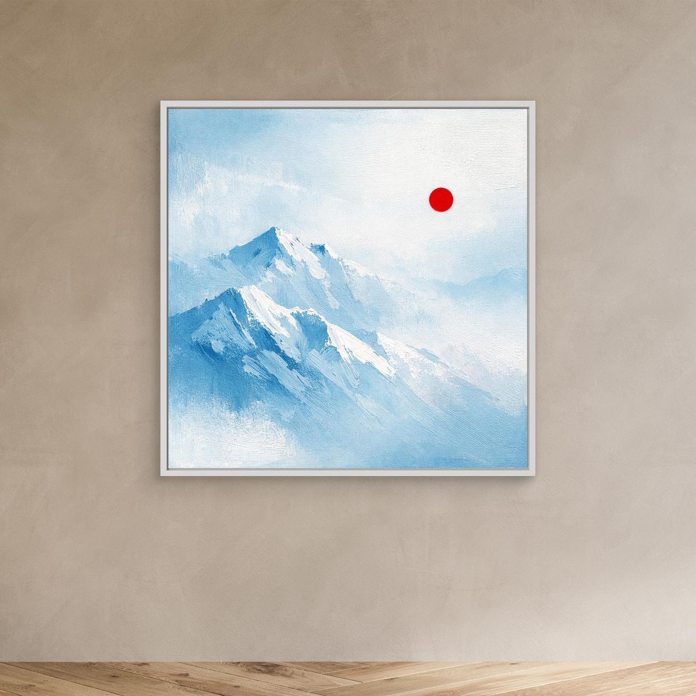 Leinwand Abstraktes Zugspitze Berg Wandbild | Alpin Minimalistisch Blau Weiß