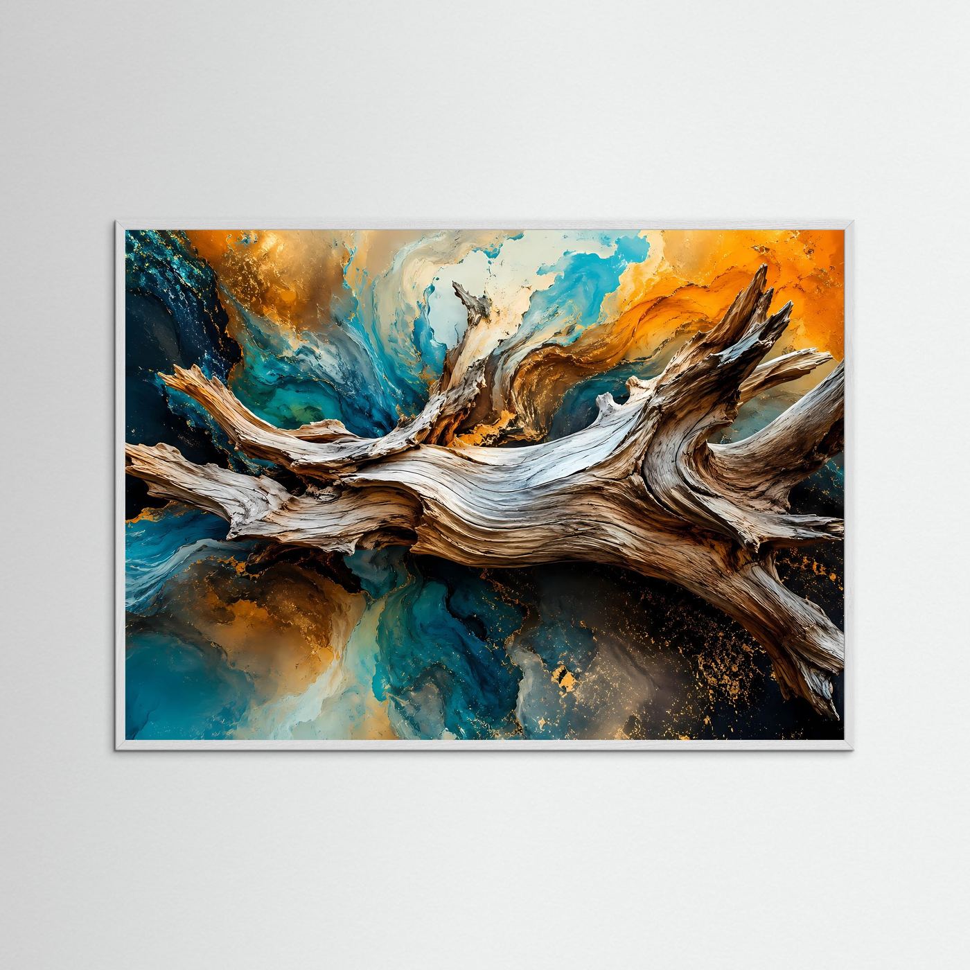 Urkräfte der Natur | Abstraktes Treibholz & Ozean Poster im Querformat