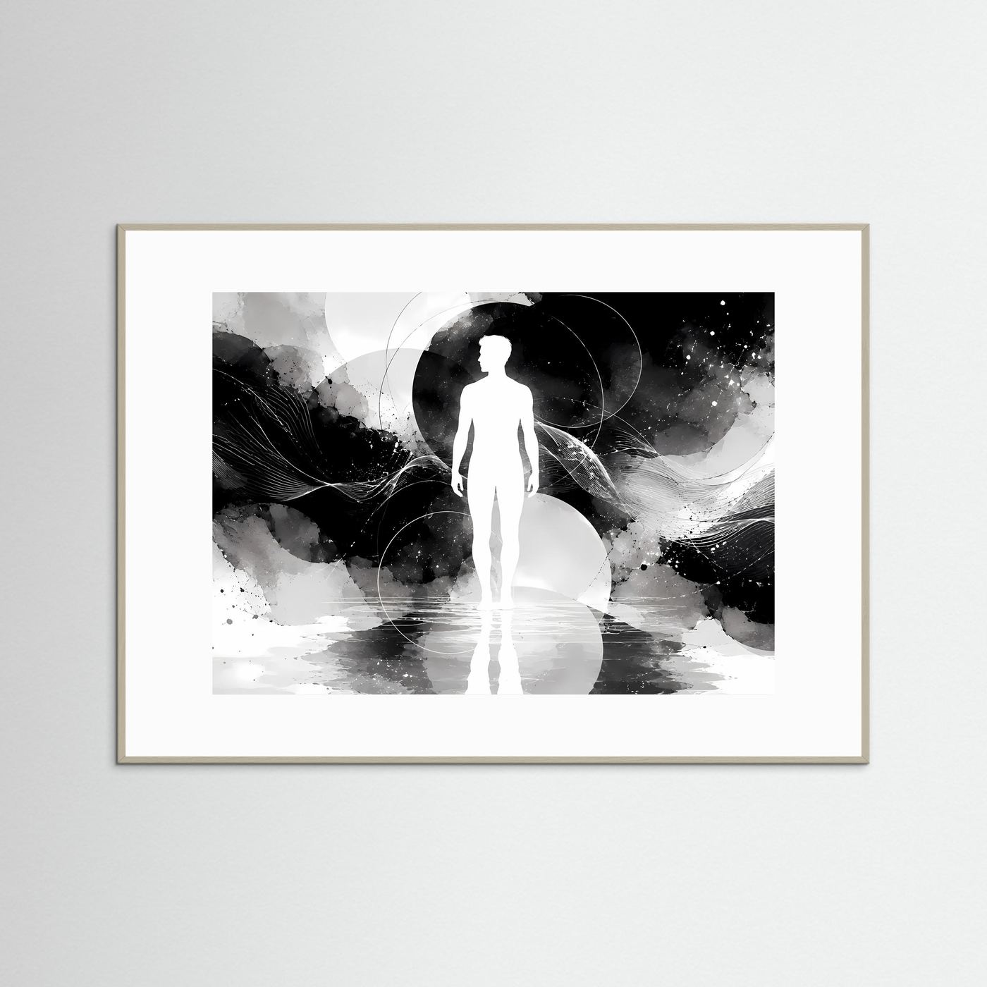 Abstrakte Mensch Silhouette Schwarz Weiß Poster | Minimalistische Line Art | Moderne Wandkunst | Spirituelles Design | Zeitgenössische Leinwand