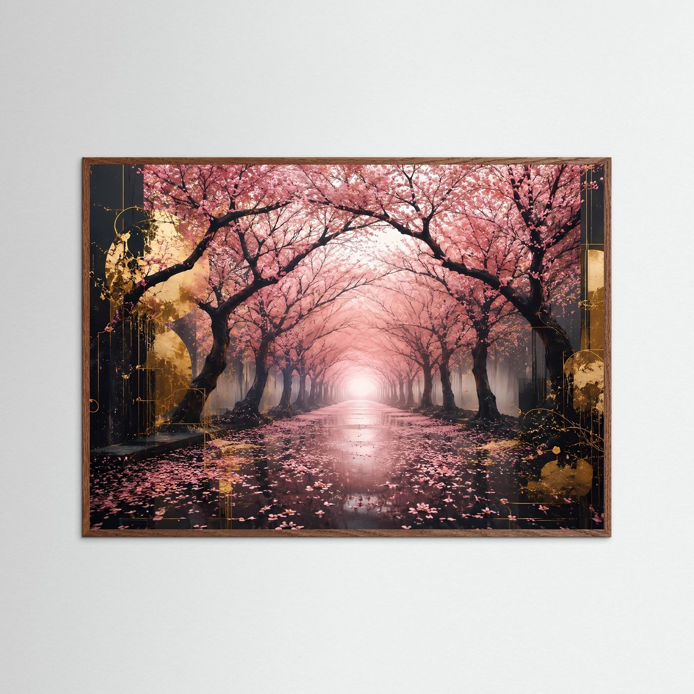Kirschblütenallee Poster | Sakura Wandbild | Japanische Frühlingslandschaft | Rosa Blüten Kunst | Premium Leinwandbild