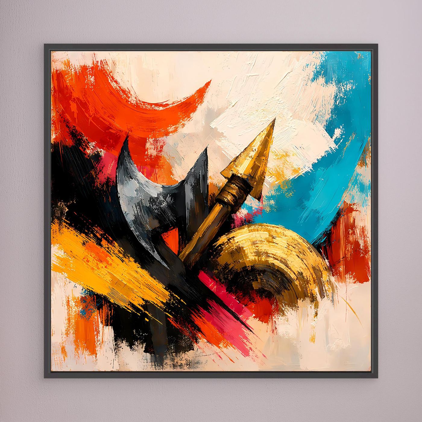 Premium Leinwand Abstrakte Wikinger Waffen | Modernes Kunst Poster Historische Wanddeko