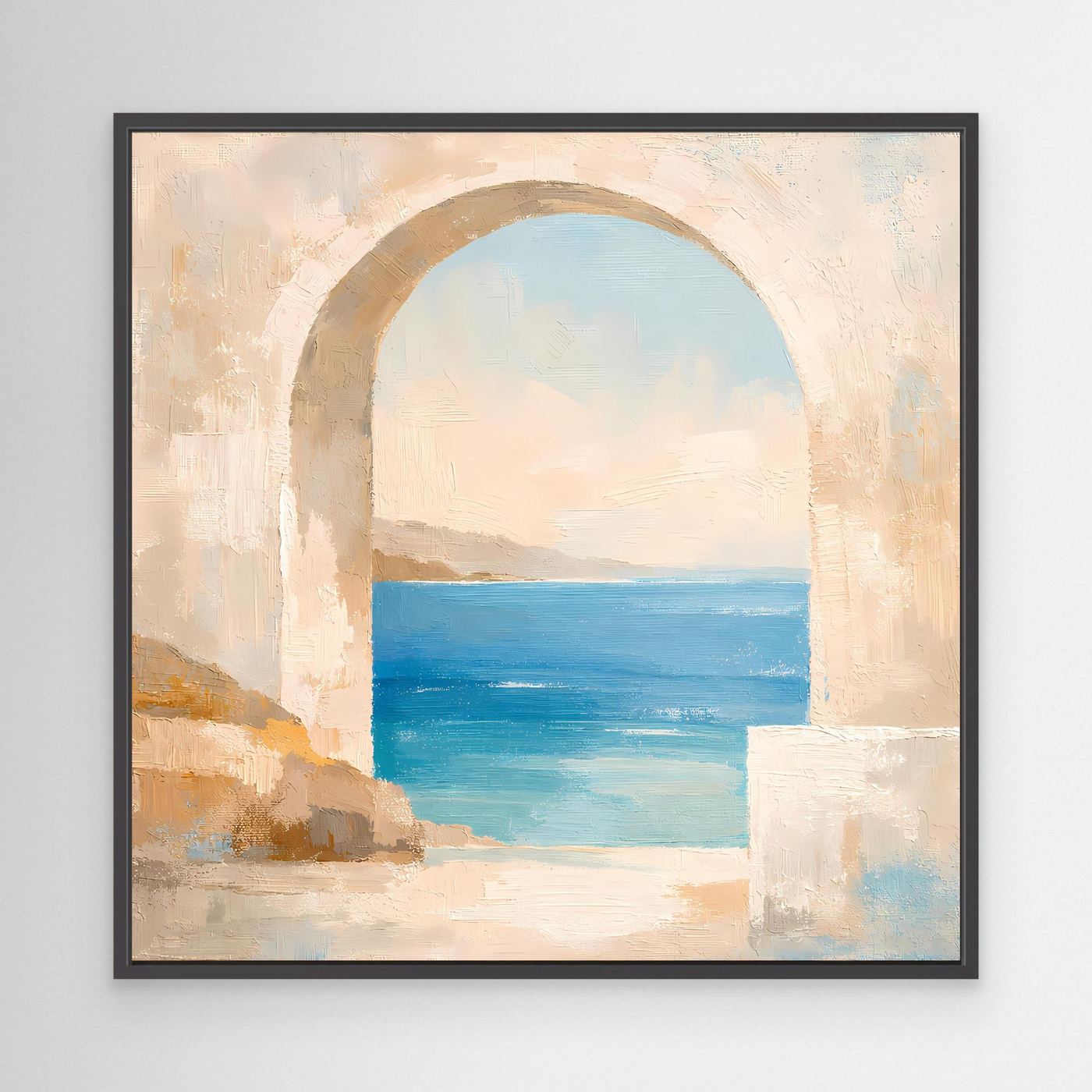 Leinwand Mediterraner Torbogen mit Meerblick | Abstraktes Ozean Wandbild