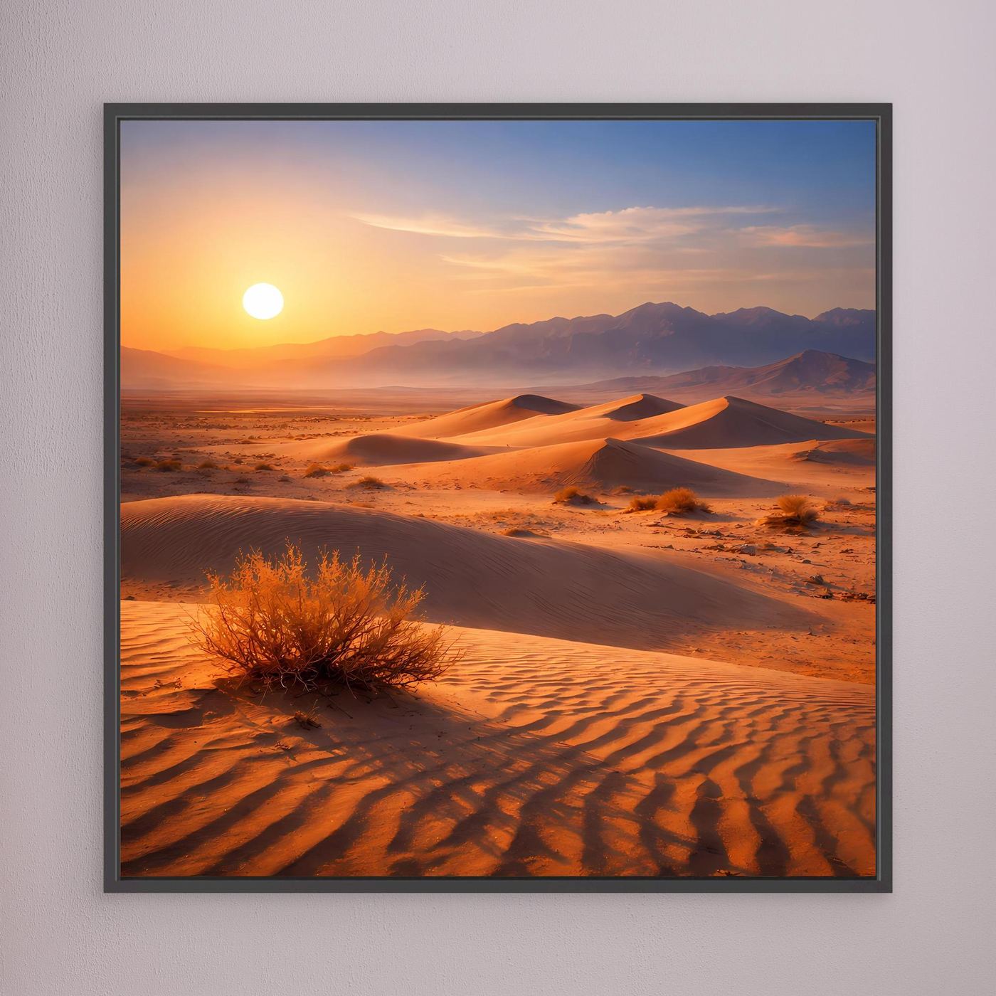 Leinwand Goldener Sonnenuntergang in der Wüste | Modernes Dünen-Landschaft Wandbild