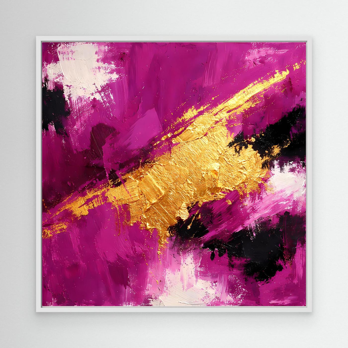 Leinwand Expressives Farbenspiel in Beere und Gold | Modernes Abstraktes Wandbild