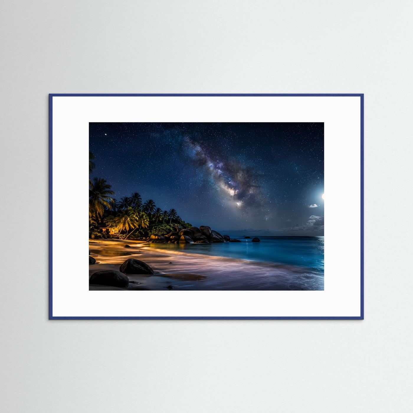 Tropischer Sternenhimmel am Strand | Magisches Nacht-Poster & Wandbild Querformat