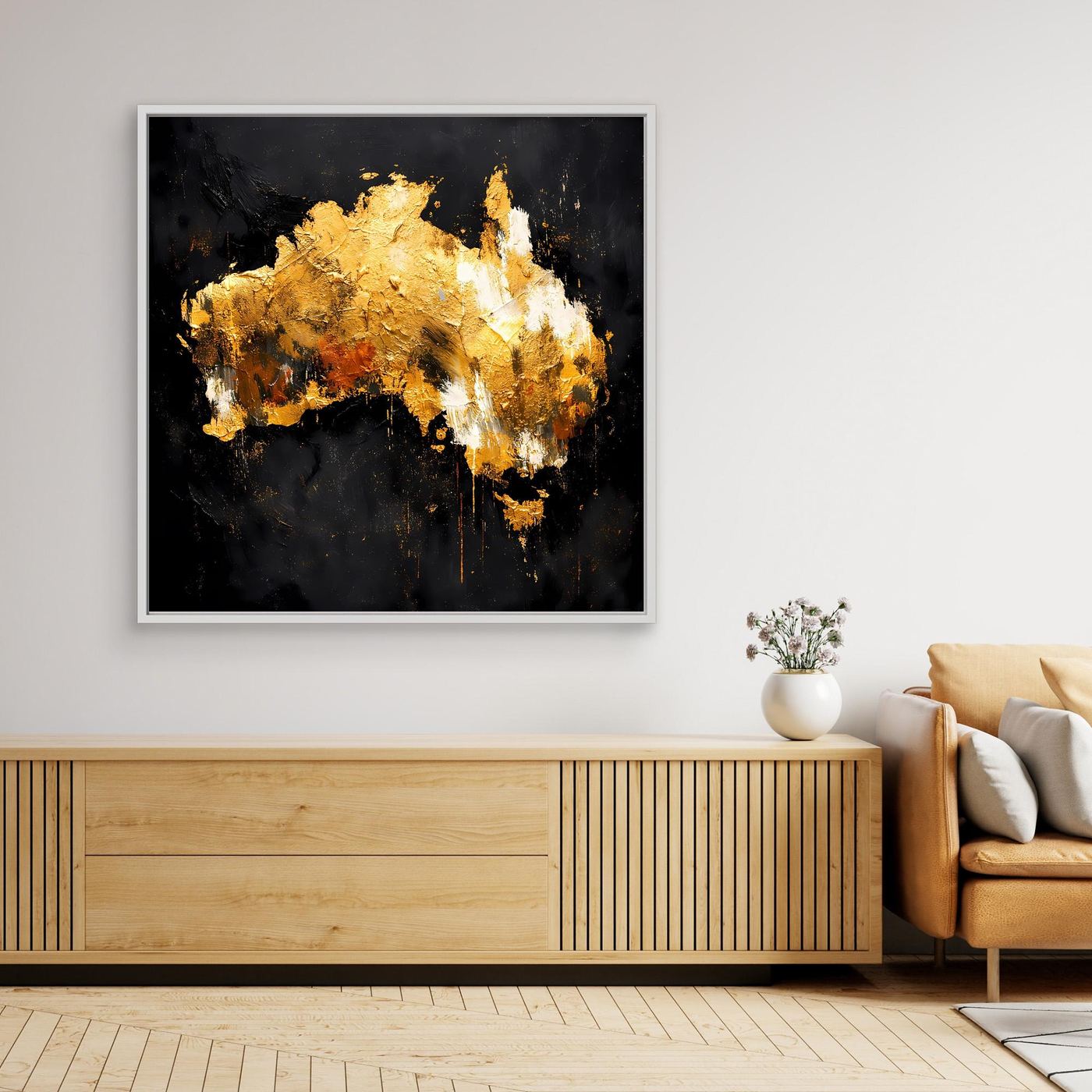 Leinwand Goldene Landkarte von Australien | Modernes Luxus Wandbild Kontinent