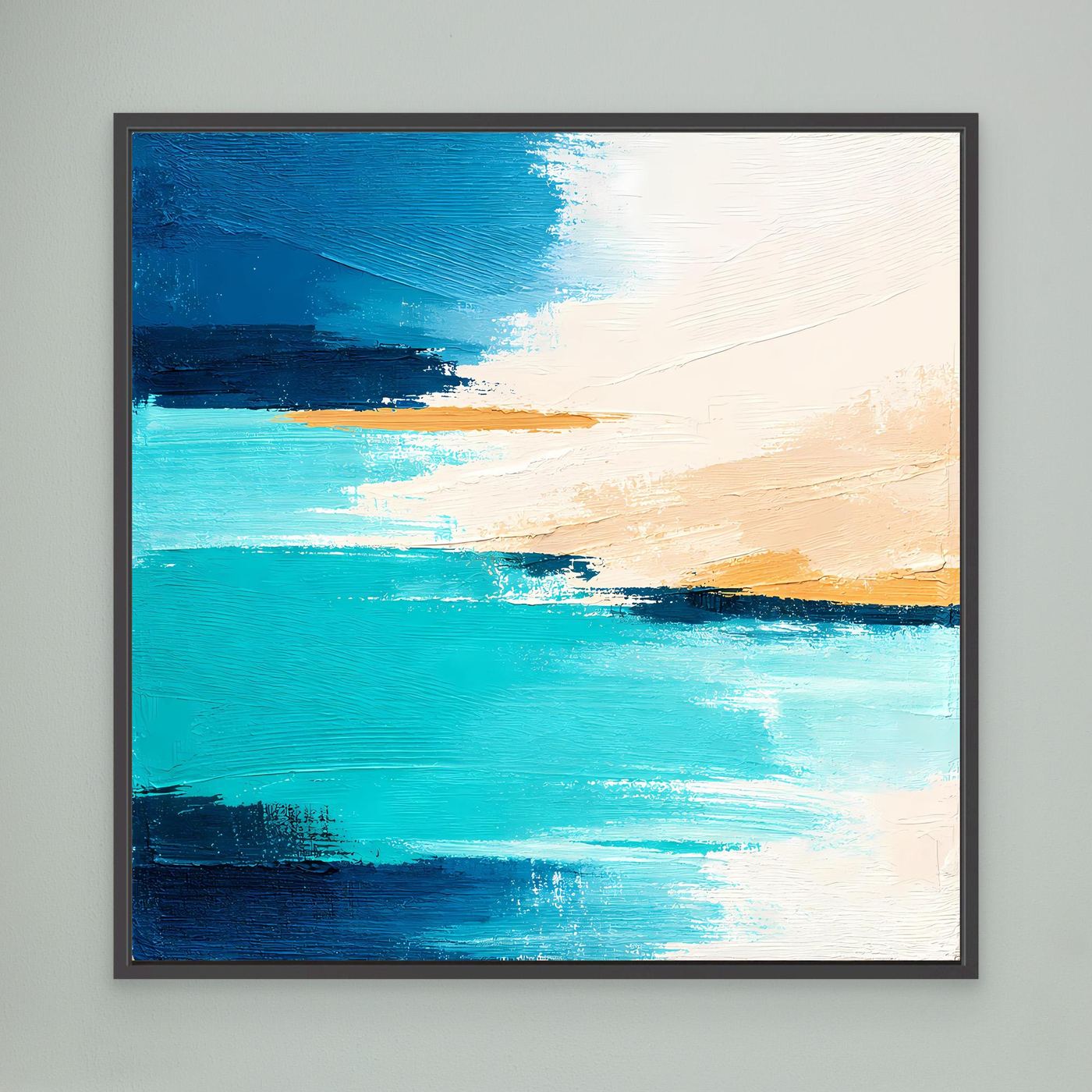 Leinwand Abstrakte Meeresbrise in Türkis und Beige | Modernes Acryl Wandbild