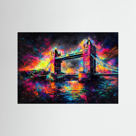 Farbgewaltige Tower Bridge London | Bunt & Modern Architektur Poster Querformat