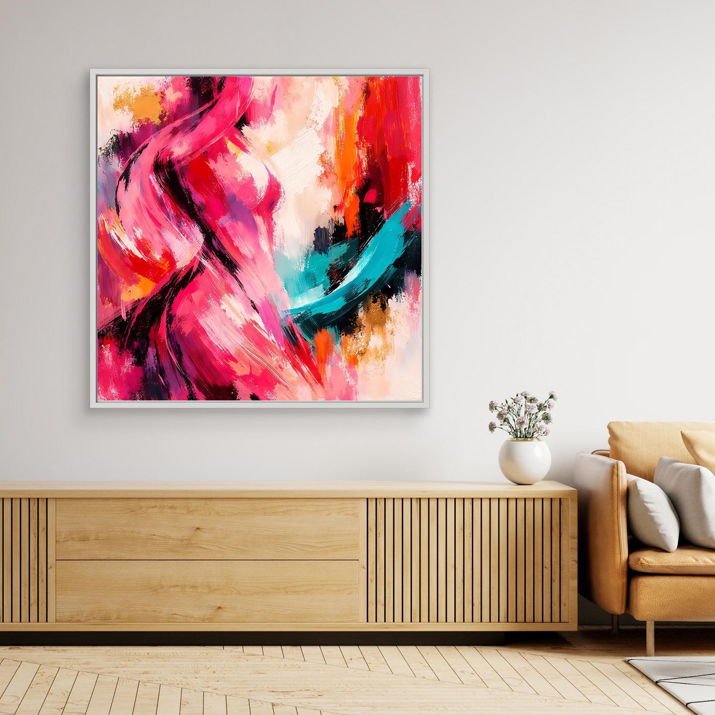 Leinwandbild Abstrakte Weibliche Silhouette | Elegantes Farbenfrohes Wandbild auf echtem Holzkeilrahmen