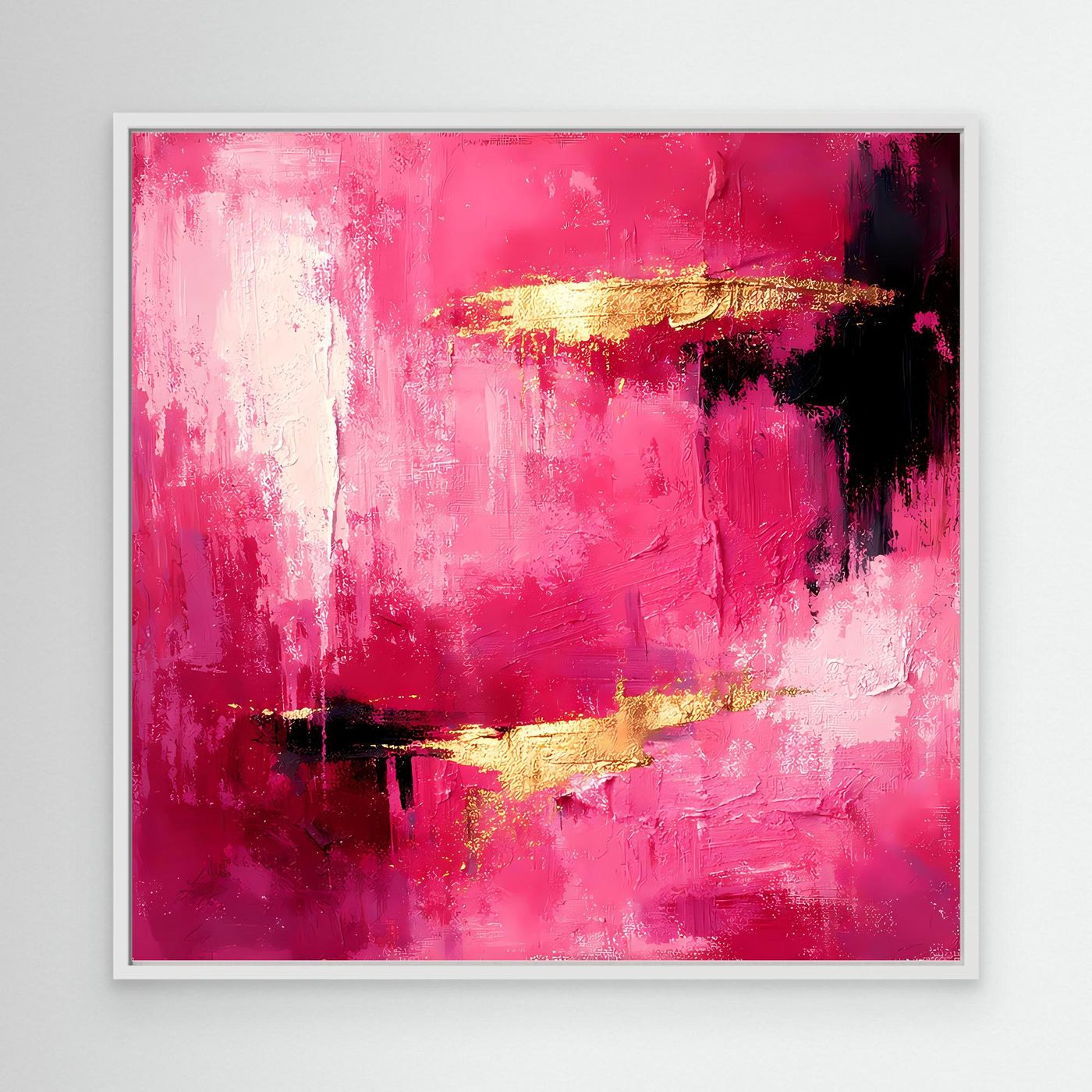 Leinwand Abstraktes Gemälde in Rosa und Gold | Modernes Elegantes Wandbild