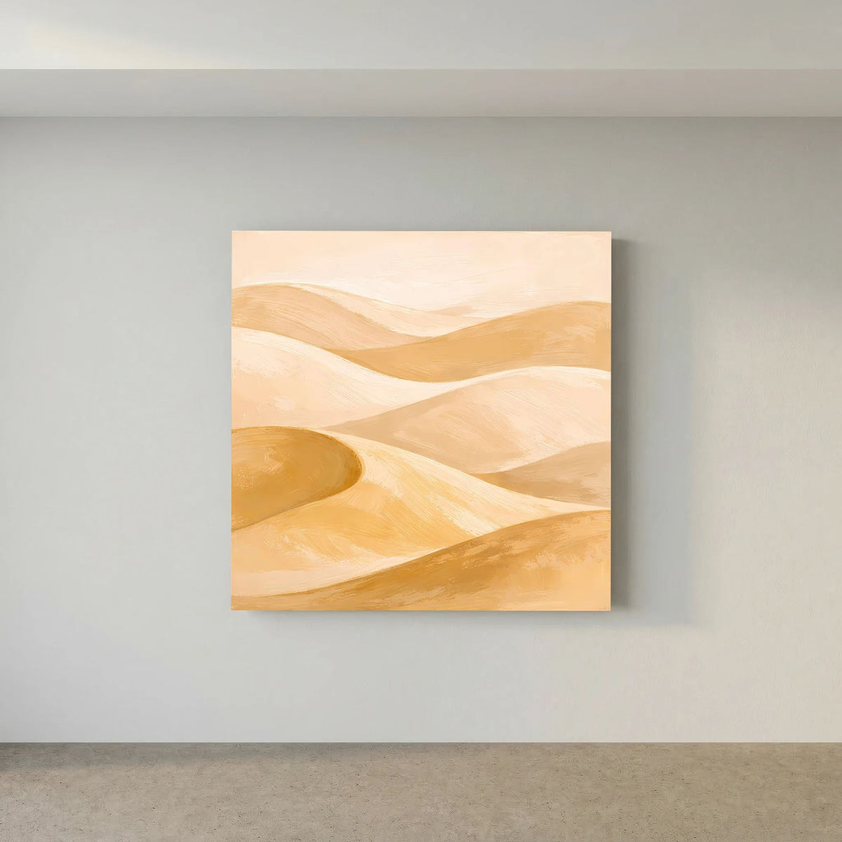 Kleines quadratisches Leinwand-Wandbild: Sandige Dünenverläufe in Beige- und Goldtönen